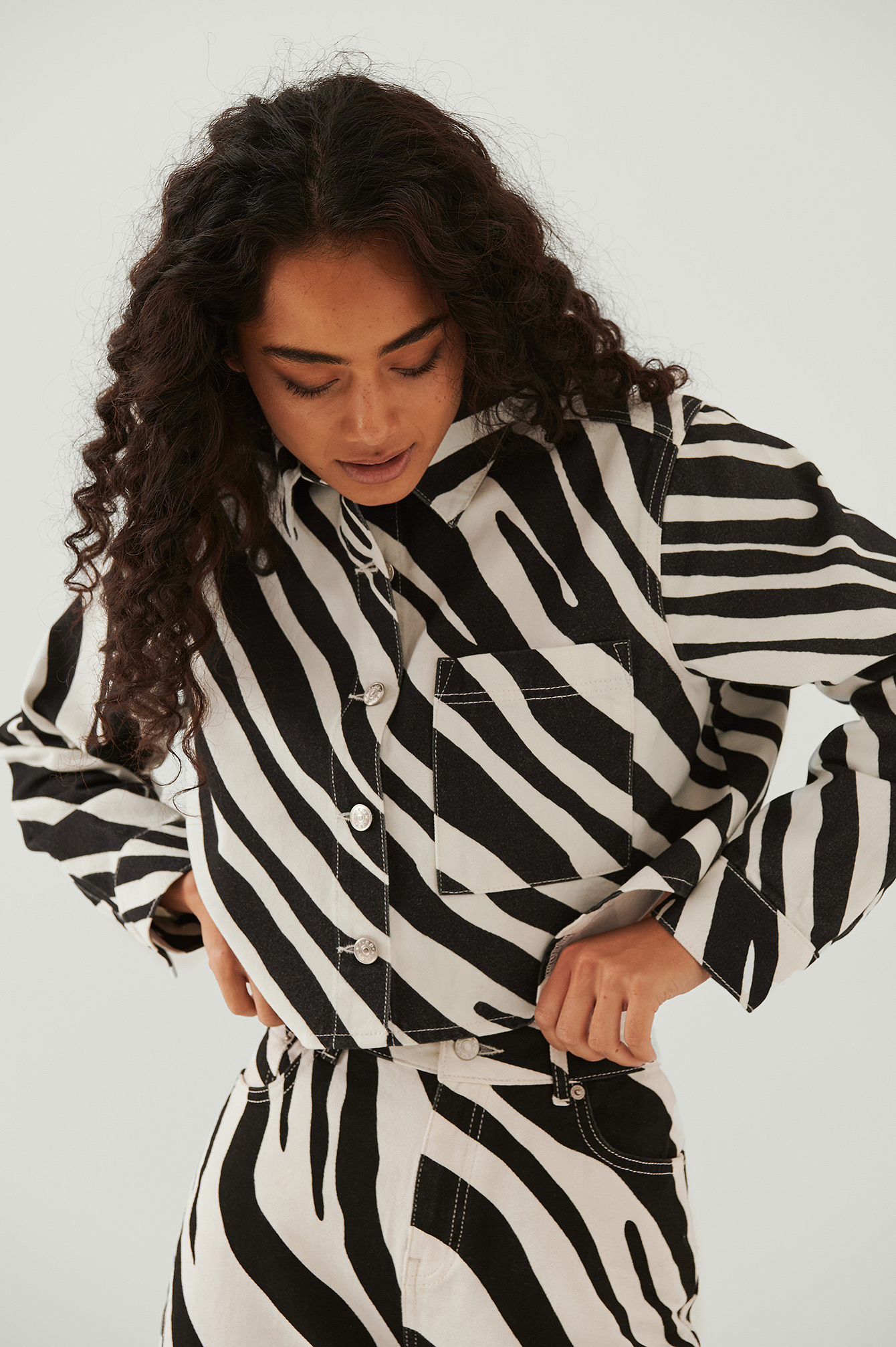 Organic Cropped Denim Shirt Multicolor 