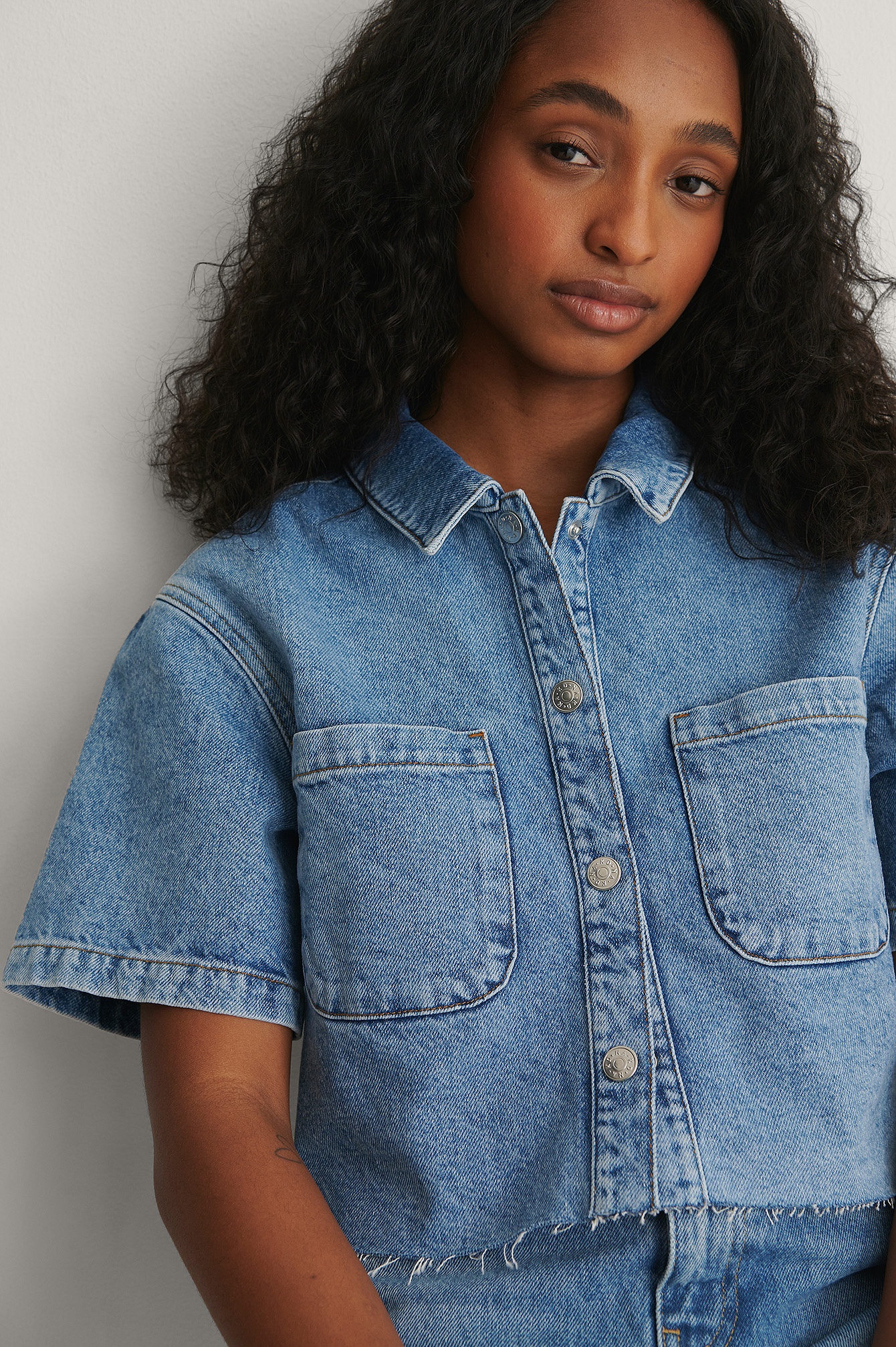 short denim shirt