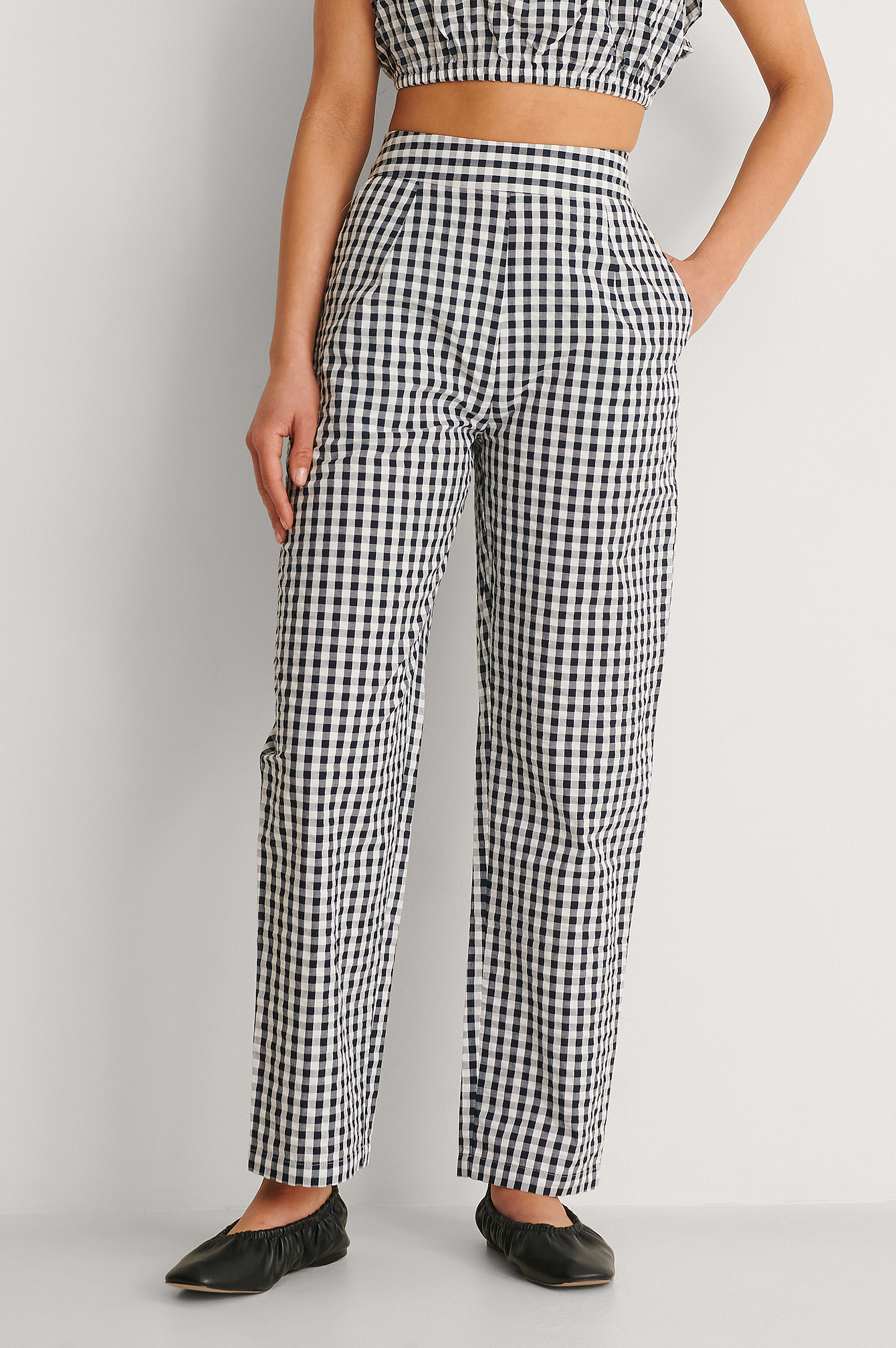 Organic Cropped Gingham Pants Checkered 