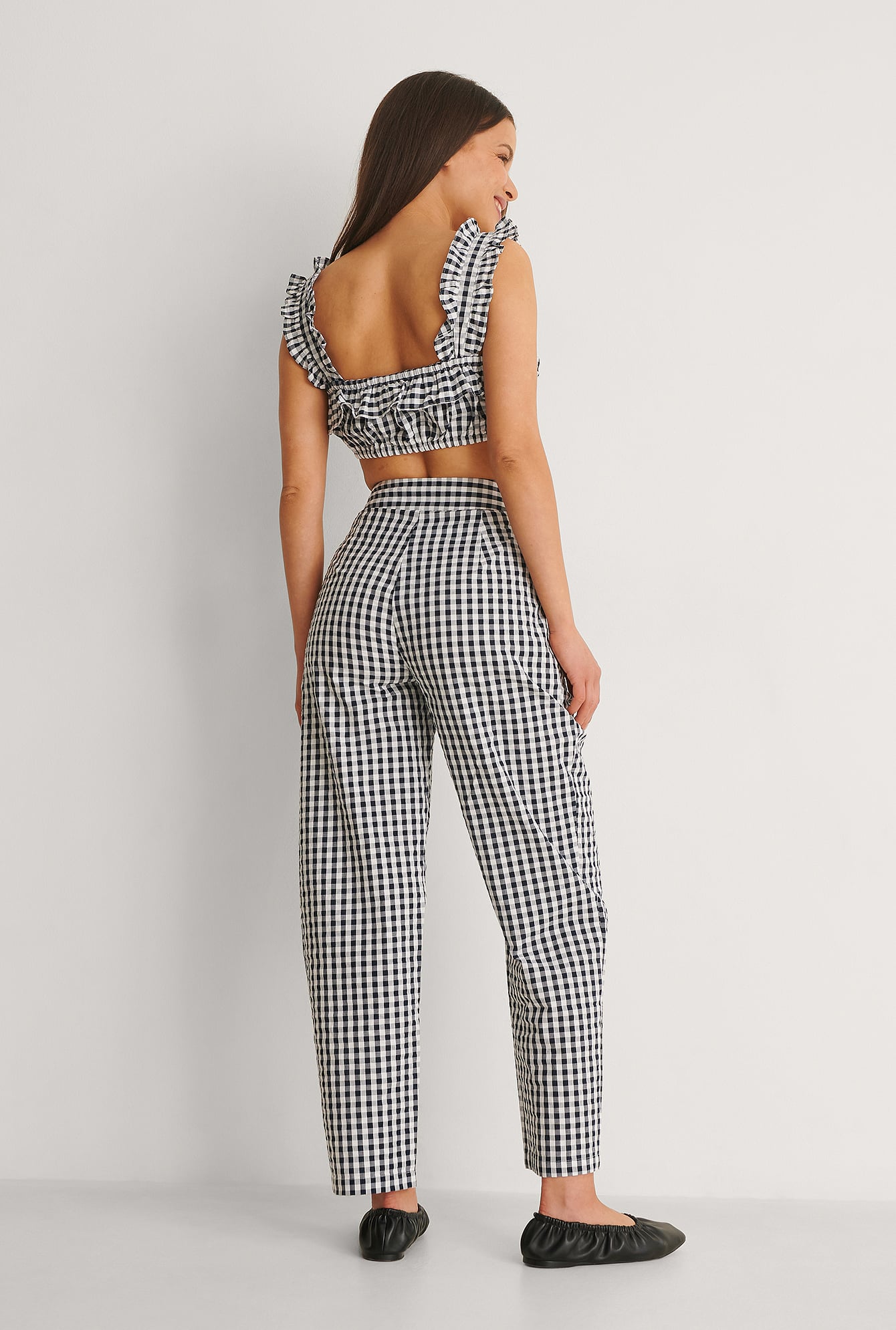 Organic Cropped Gingham Pants Checkered 