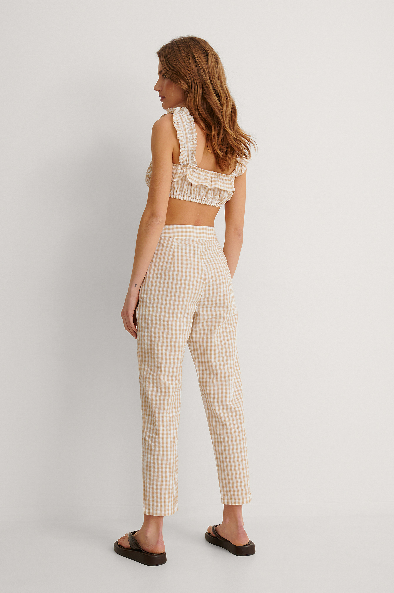 Organic Cropped Gingham Pants Checkered 