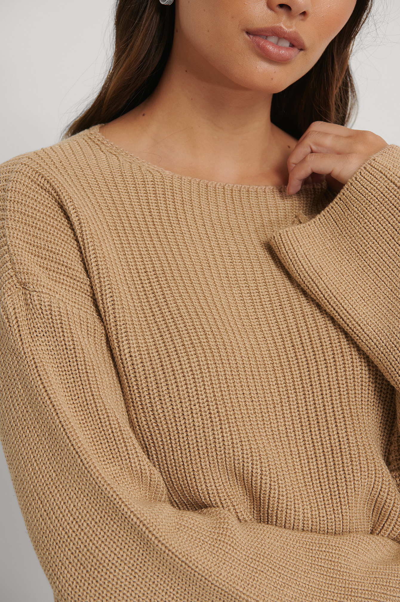 Cropped Long Sleeve Knitted Sweater 