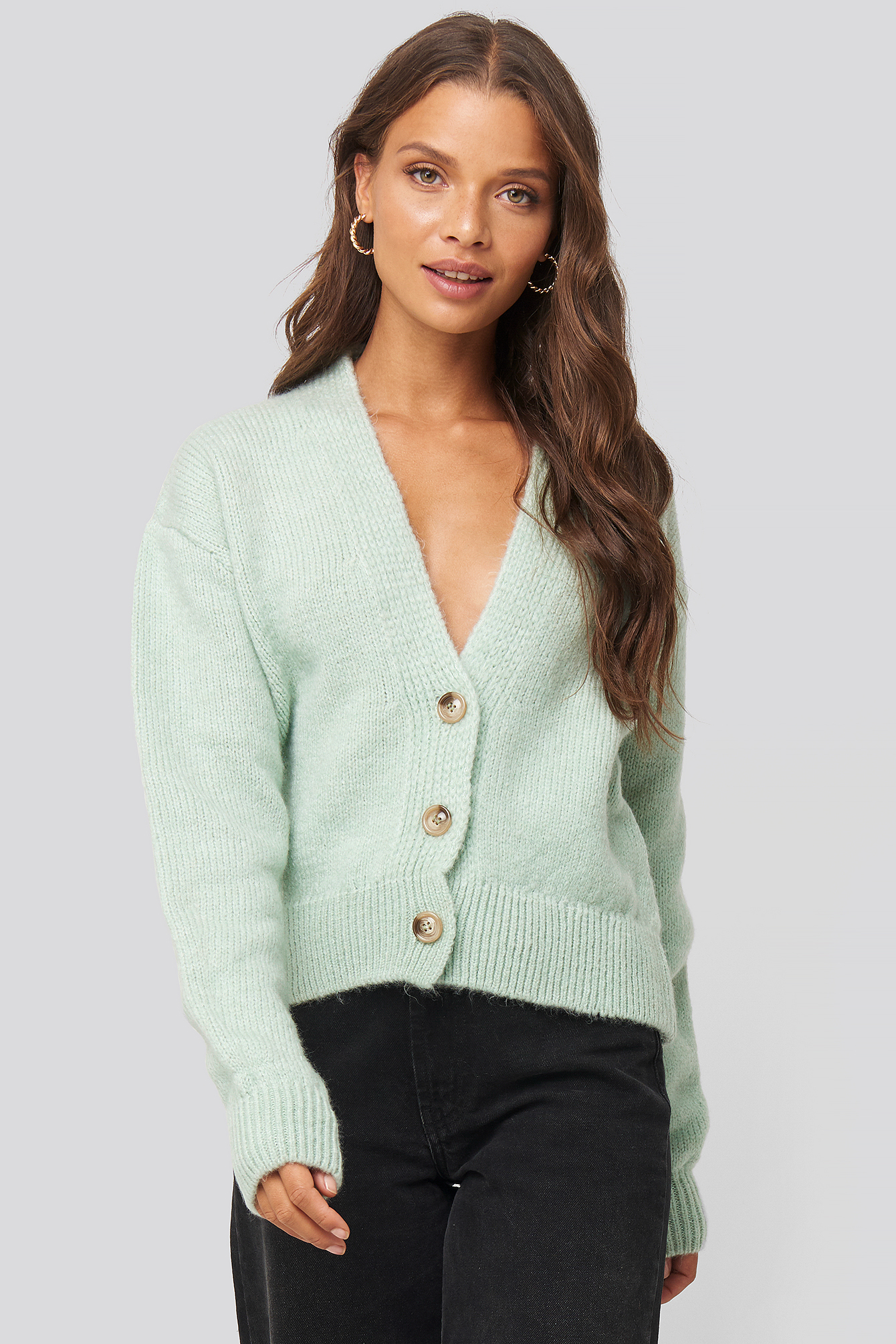 Cropped Oversized Cardigan Mint
