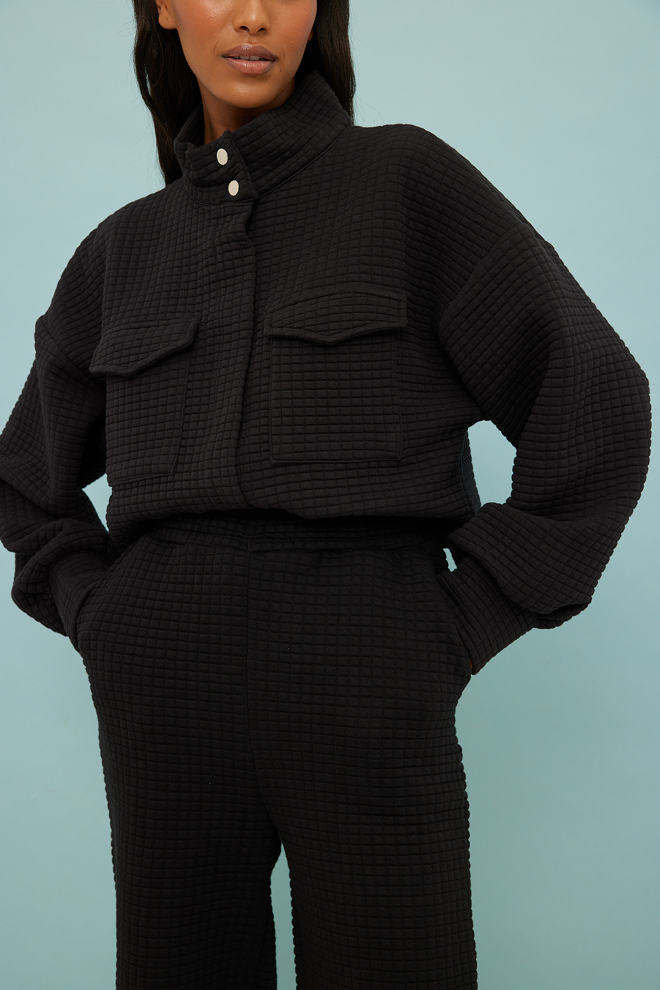 Cropped Quilted Soft Jacket Black | na 