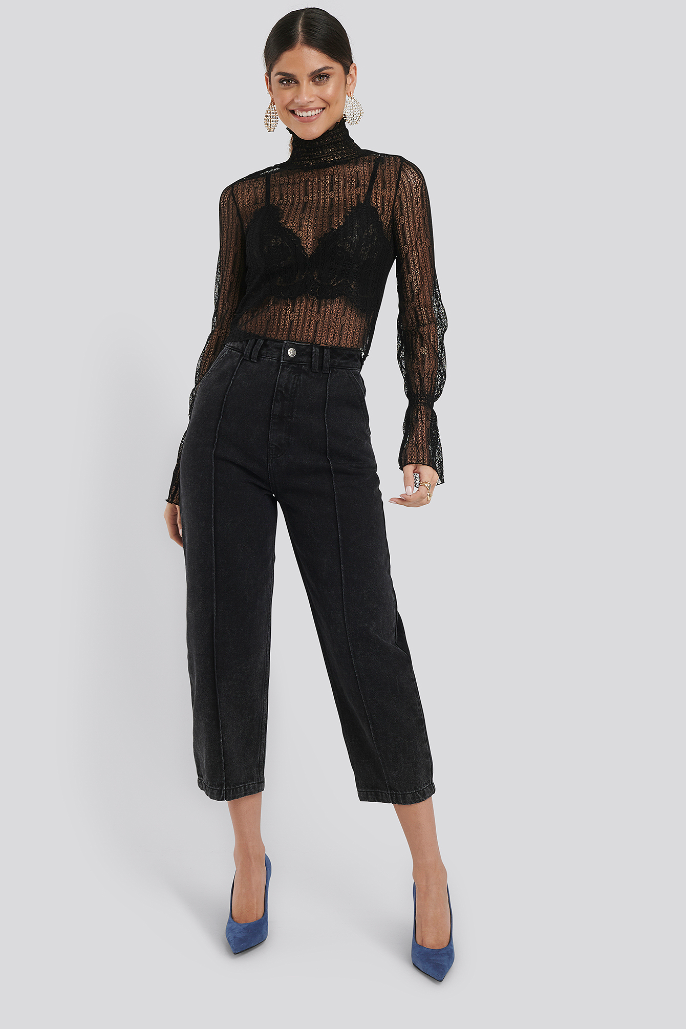 Black NA-KD Trend Cropped Slouchy Jeans