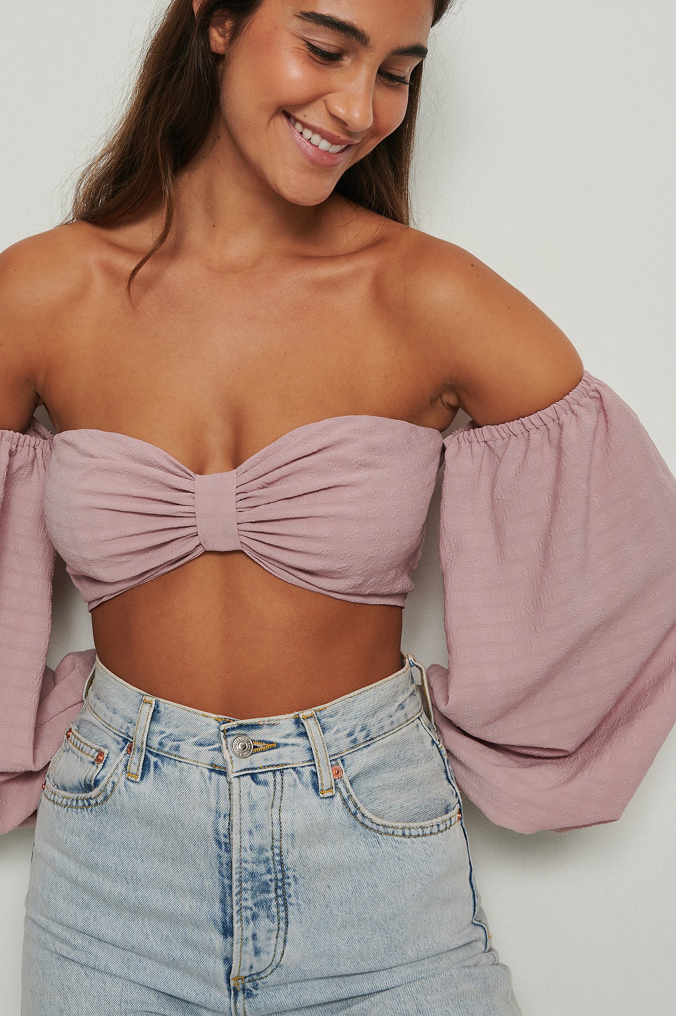 Dusty Pink Cropped Structured LS Blouse
