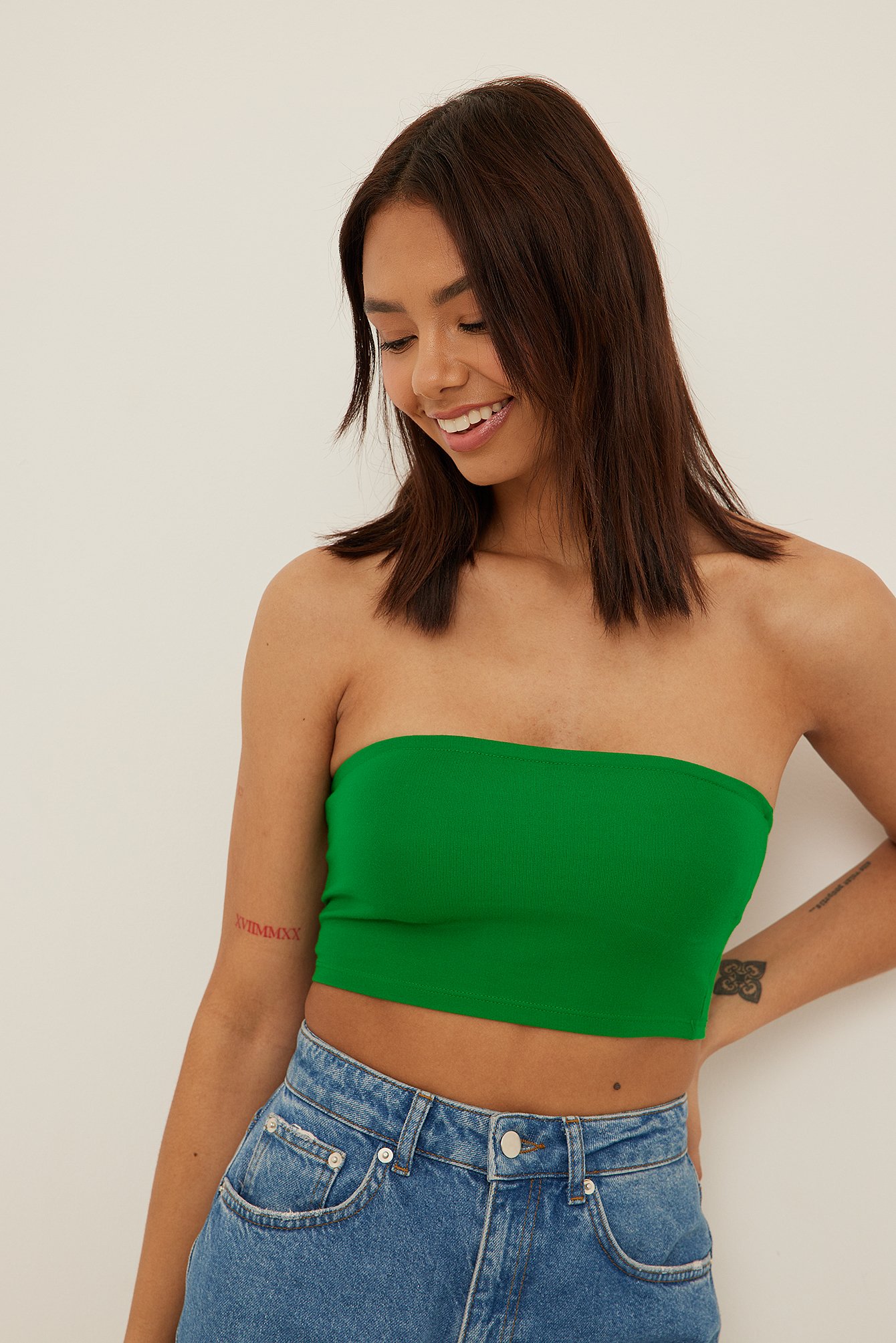 Green Cropped Tube Top