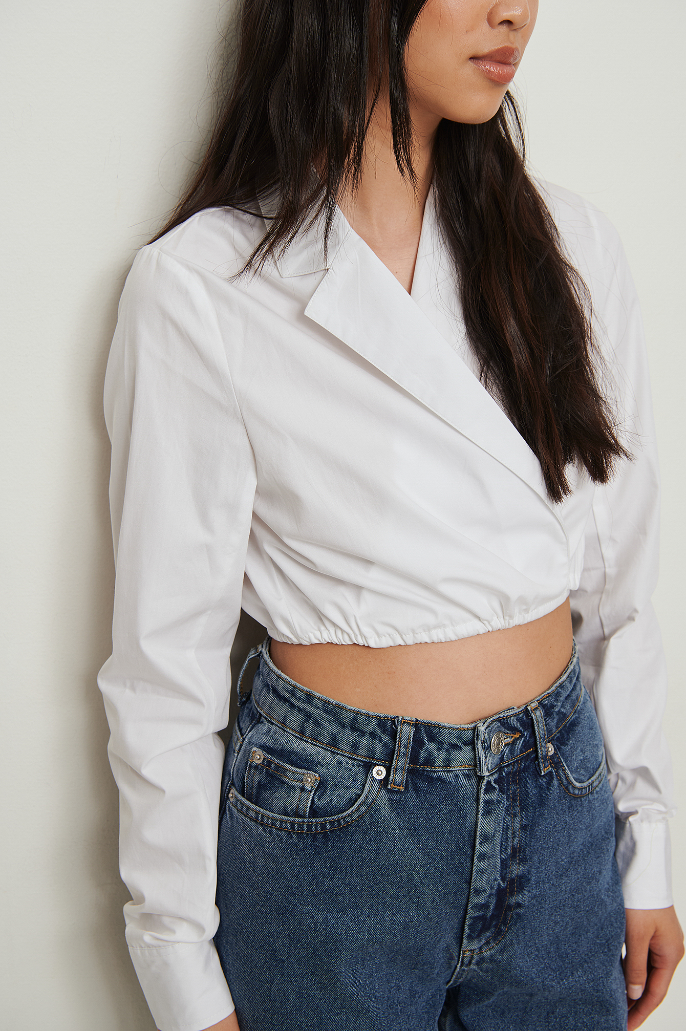 Cropped Wrap Shirt White | na-kd.com
