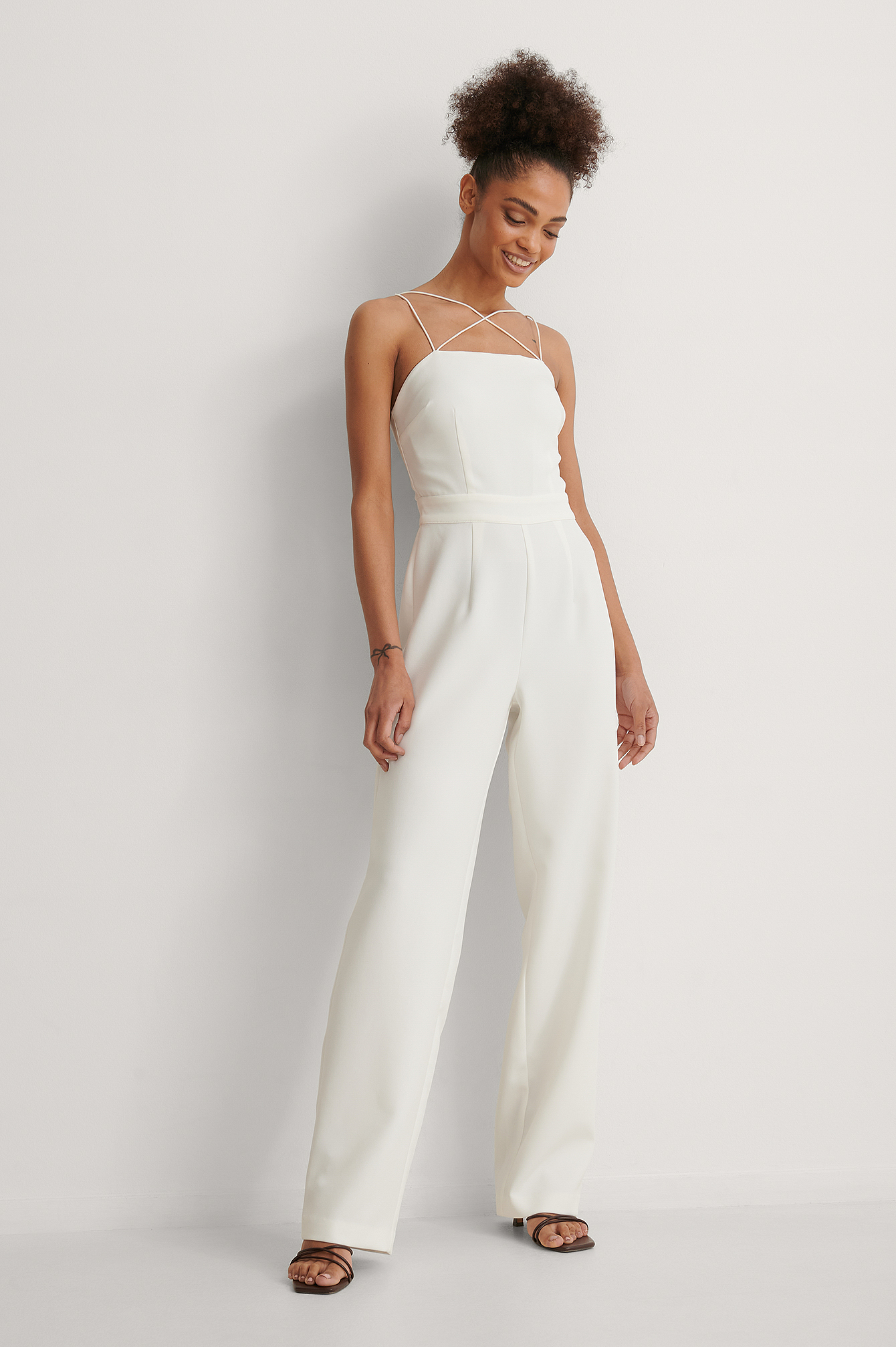Curated Styles Cross Detail Jumpsuit - White