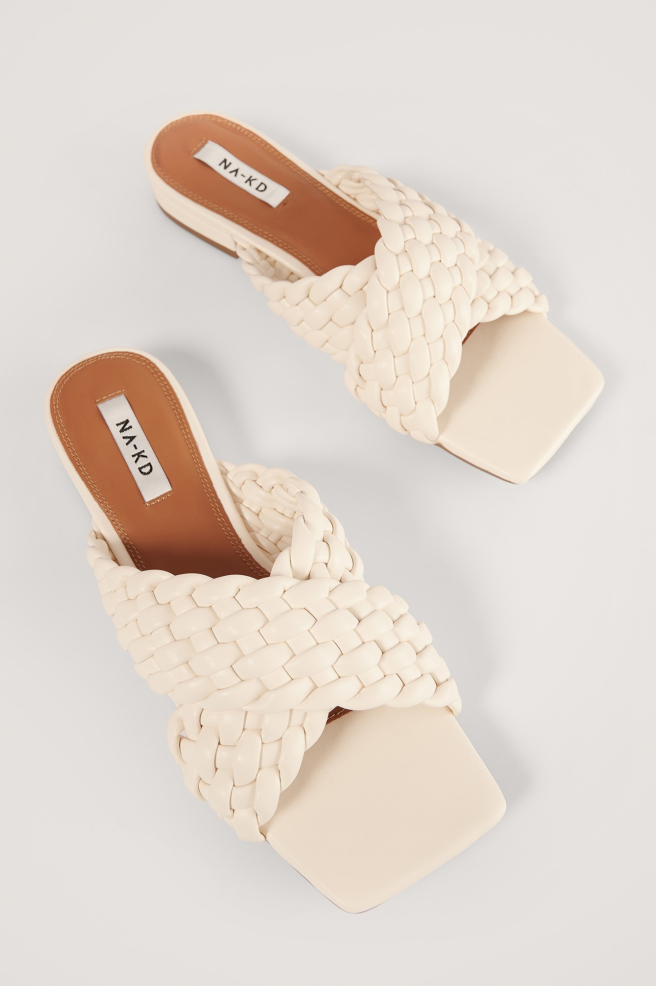 Offwhite Crossed Braided Flats