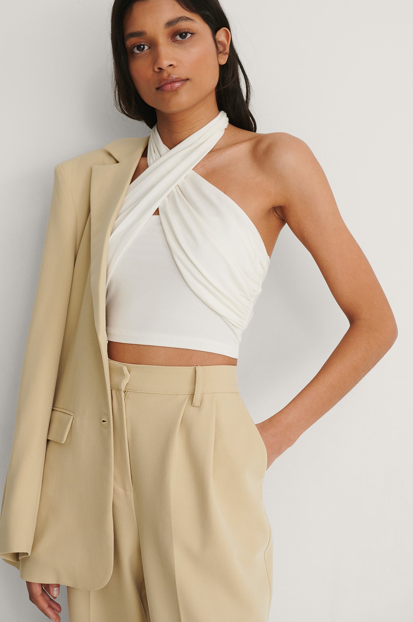 Crossover Halterneck Top White | na-kd.com