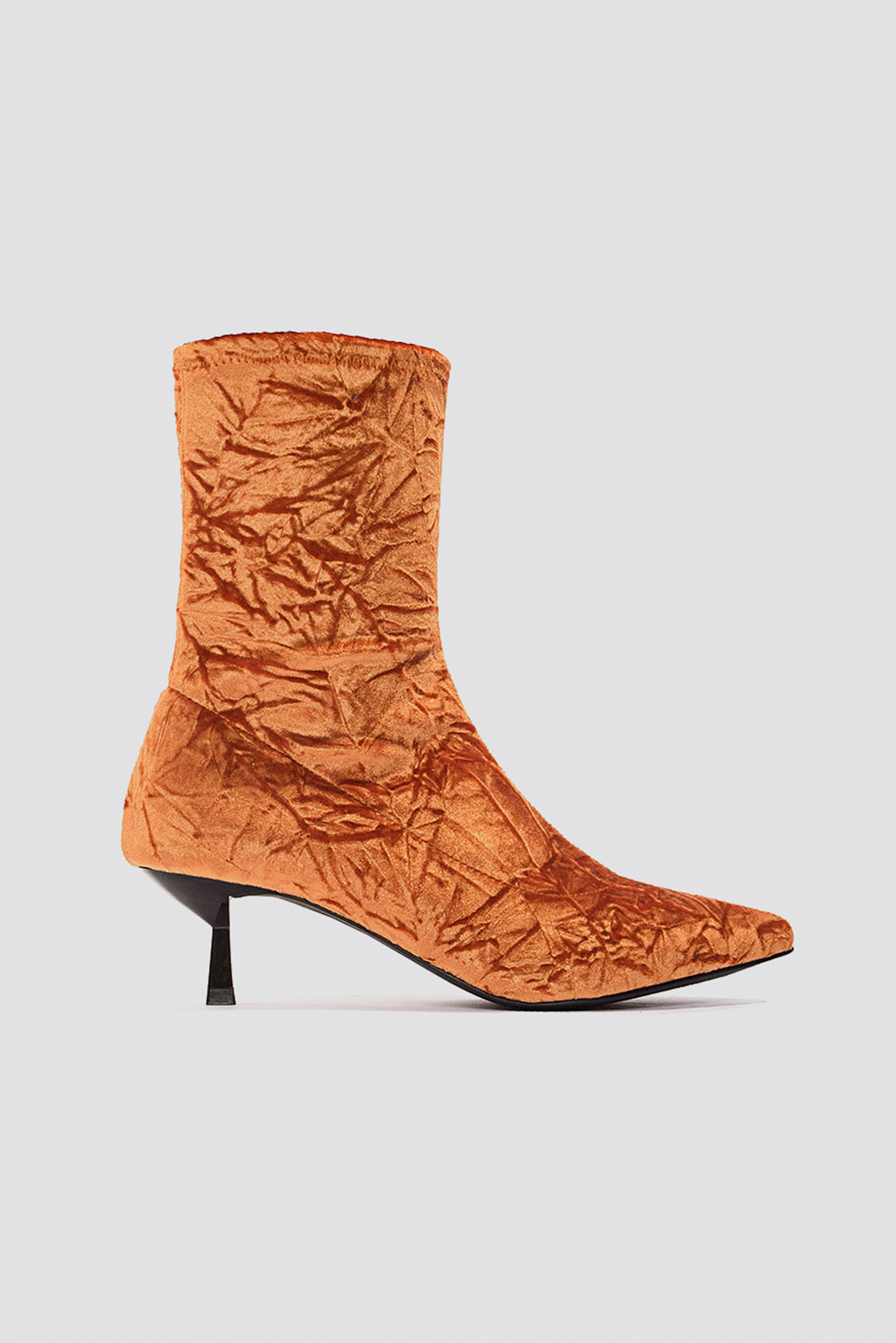 Crushed Velvet Sock Boot Orange