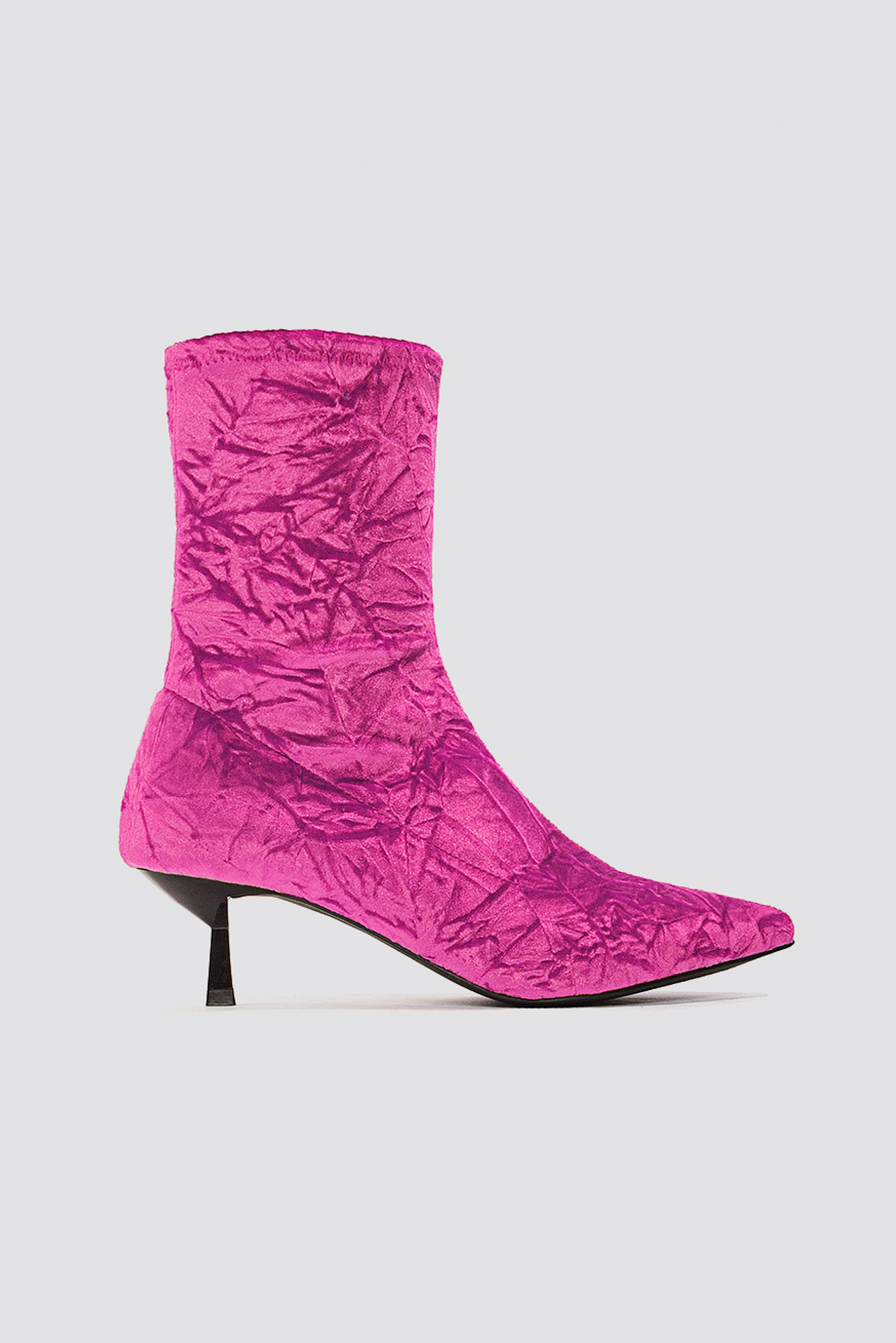Crushed Velvet Sock Boot Magenta