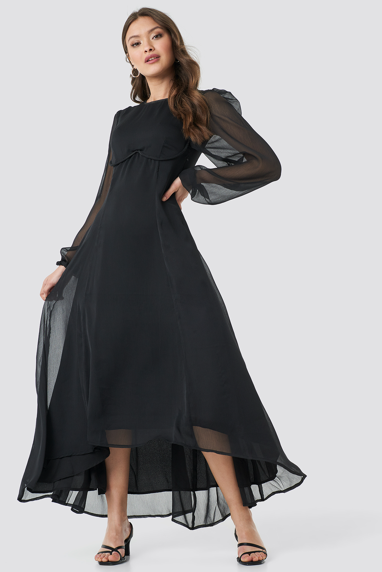 Cup Detail Chiffon Dress Black NA KD cup-detail-chiffon-dress-black-na-kd
