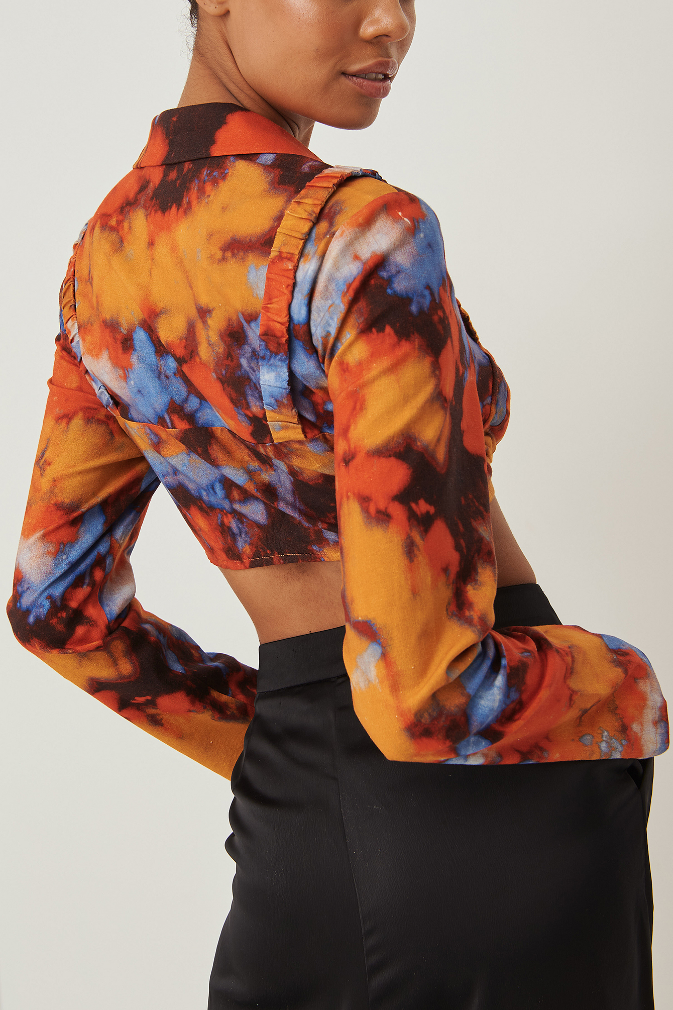 Cup Detail Linen Blouse Multicolor | na 