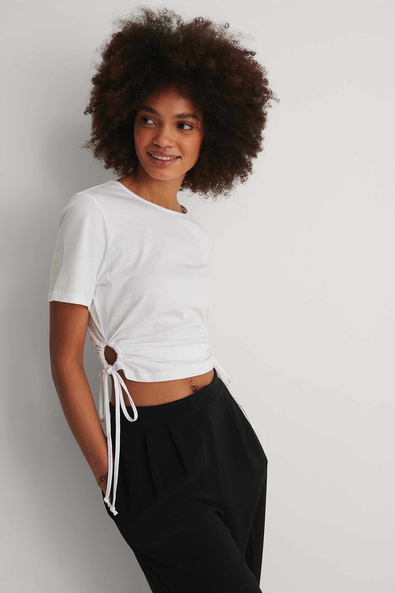 Organic Cut Out Cropped T-shirt White 