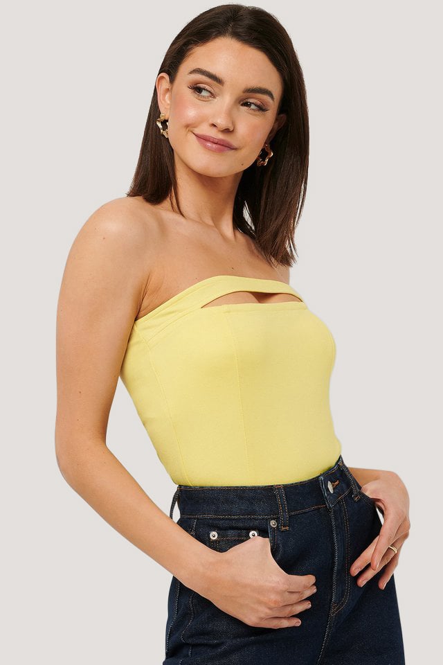 Yellow Cut Out Bandeau Top