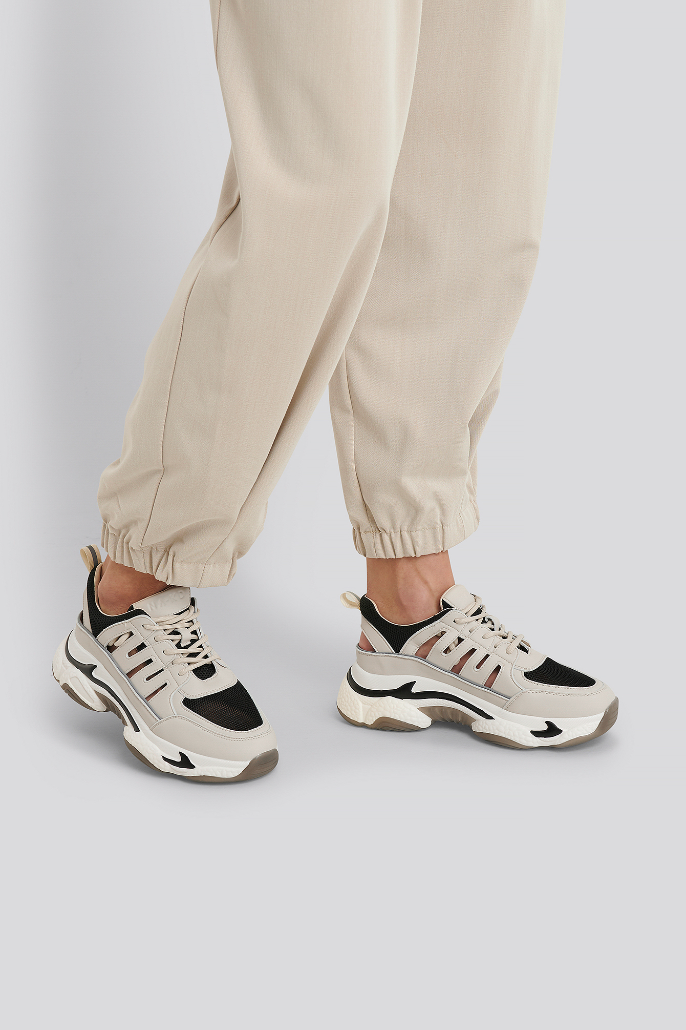 Cut Out Chunky Trainers Beige | na-kd.com