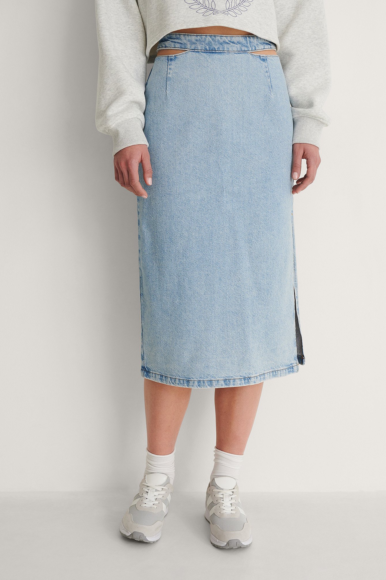 Light Blue Organic Cut Out Denim Skirt