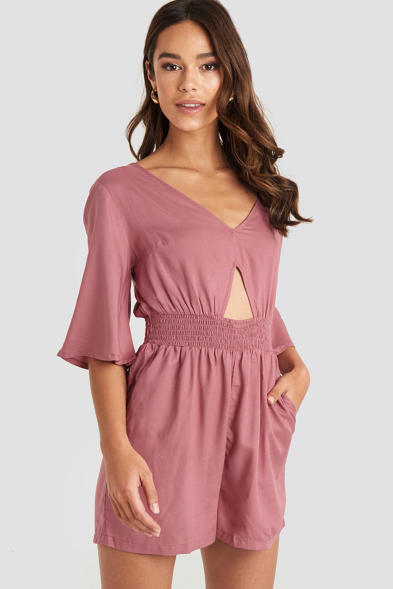Cut Out Detail Playsuit Pink Umber