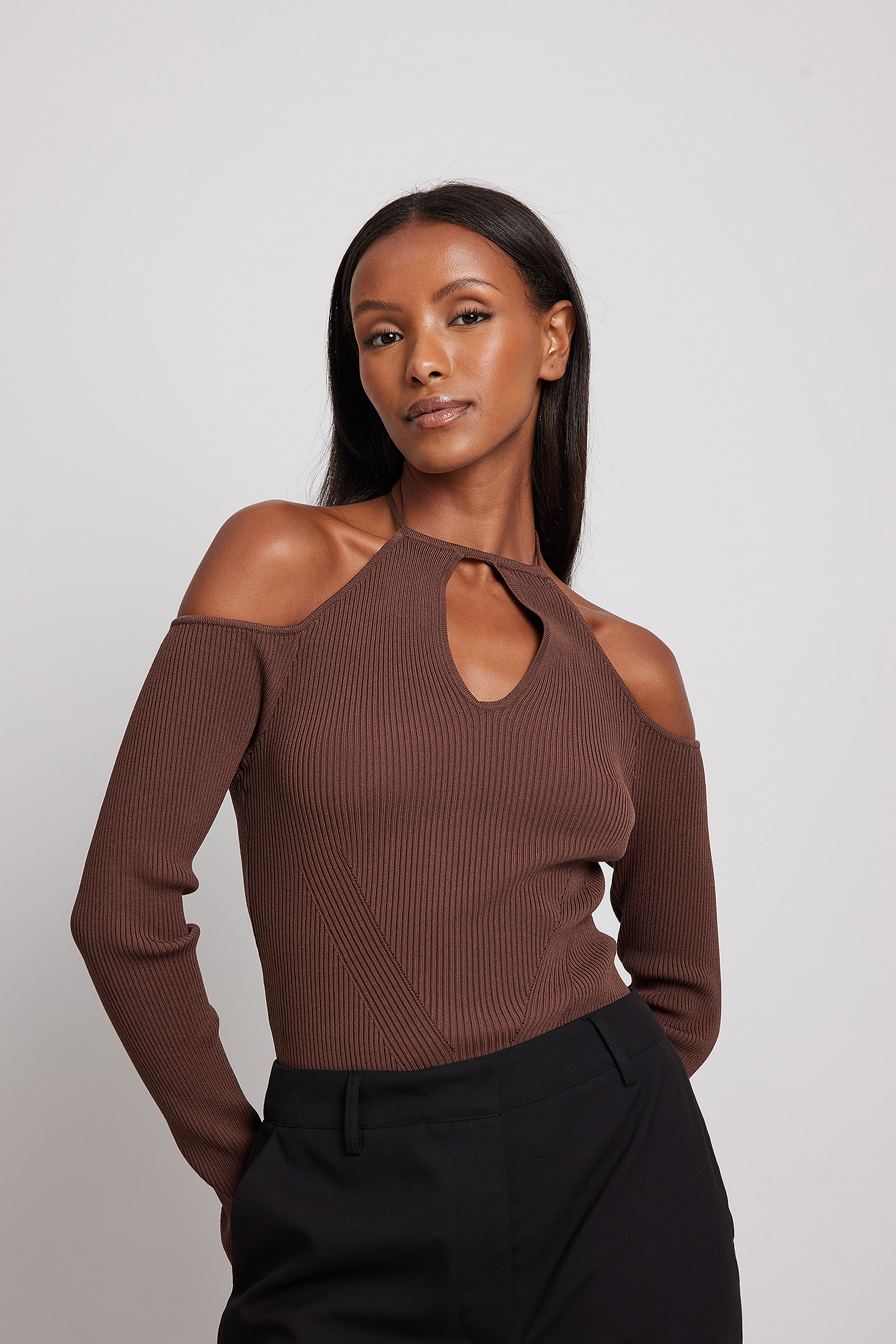 Mint&berry Off the shoulder top blauw casual uitstraling Mode Tops Off the shoulder tops 