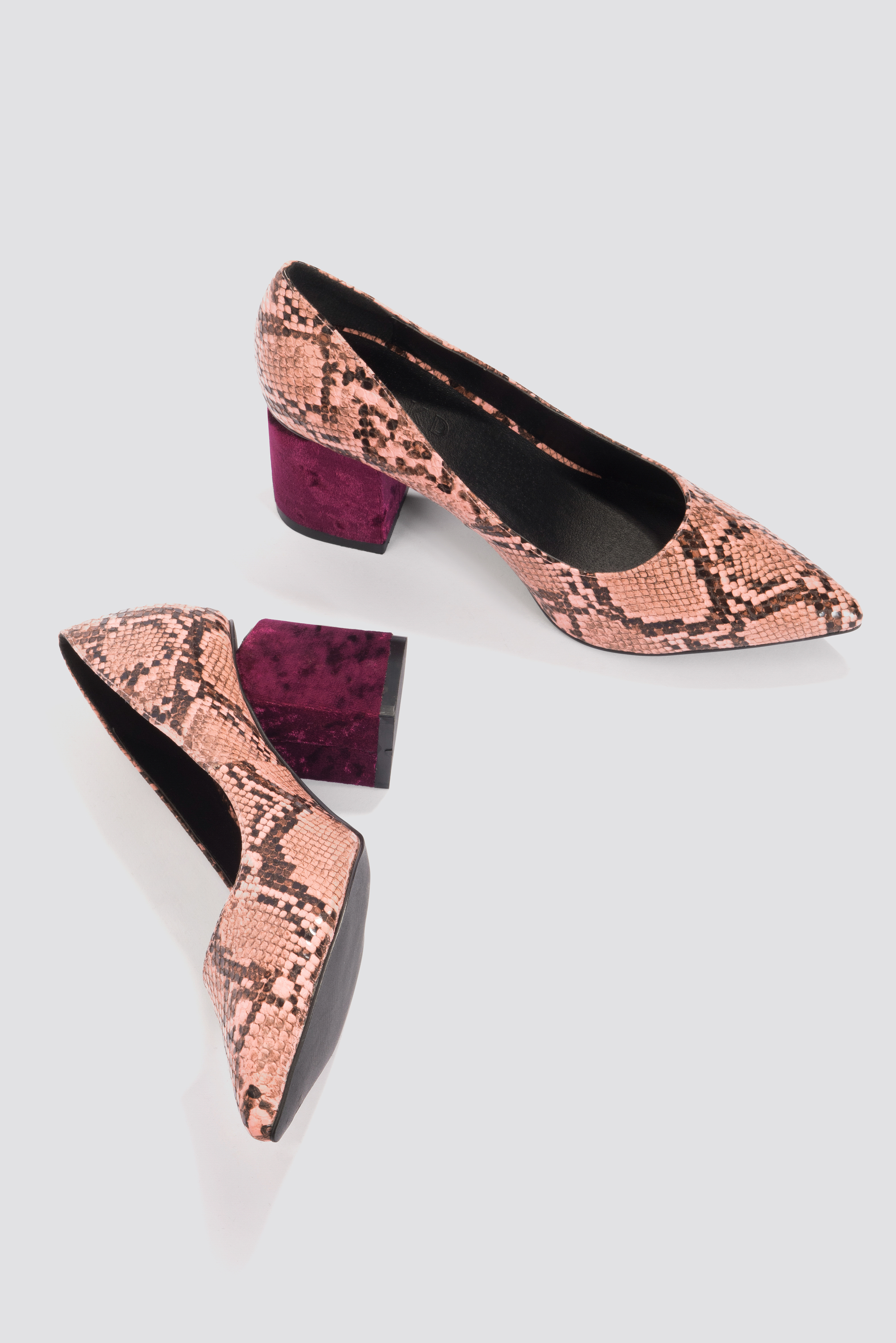 Cut Out Heel Snake Pumps Snake Print