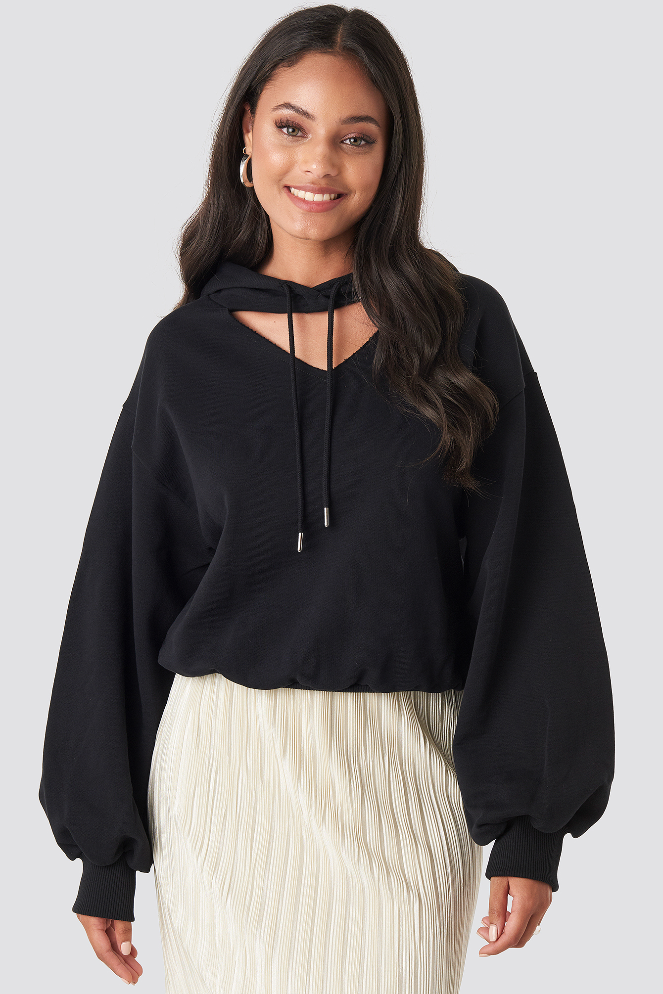 Cut Out Hoodie Black