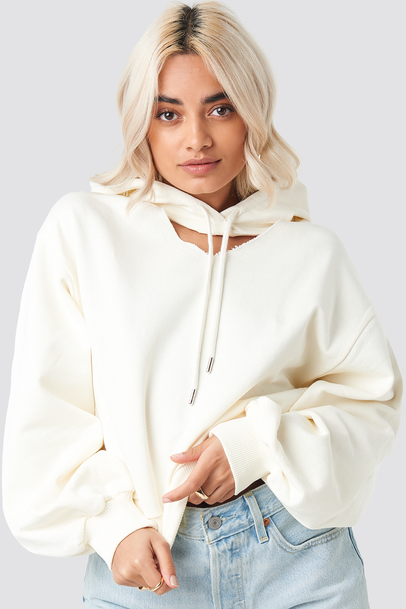Cut Out Hoodie White