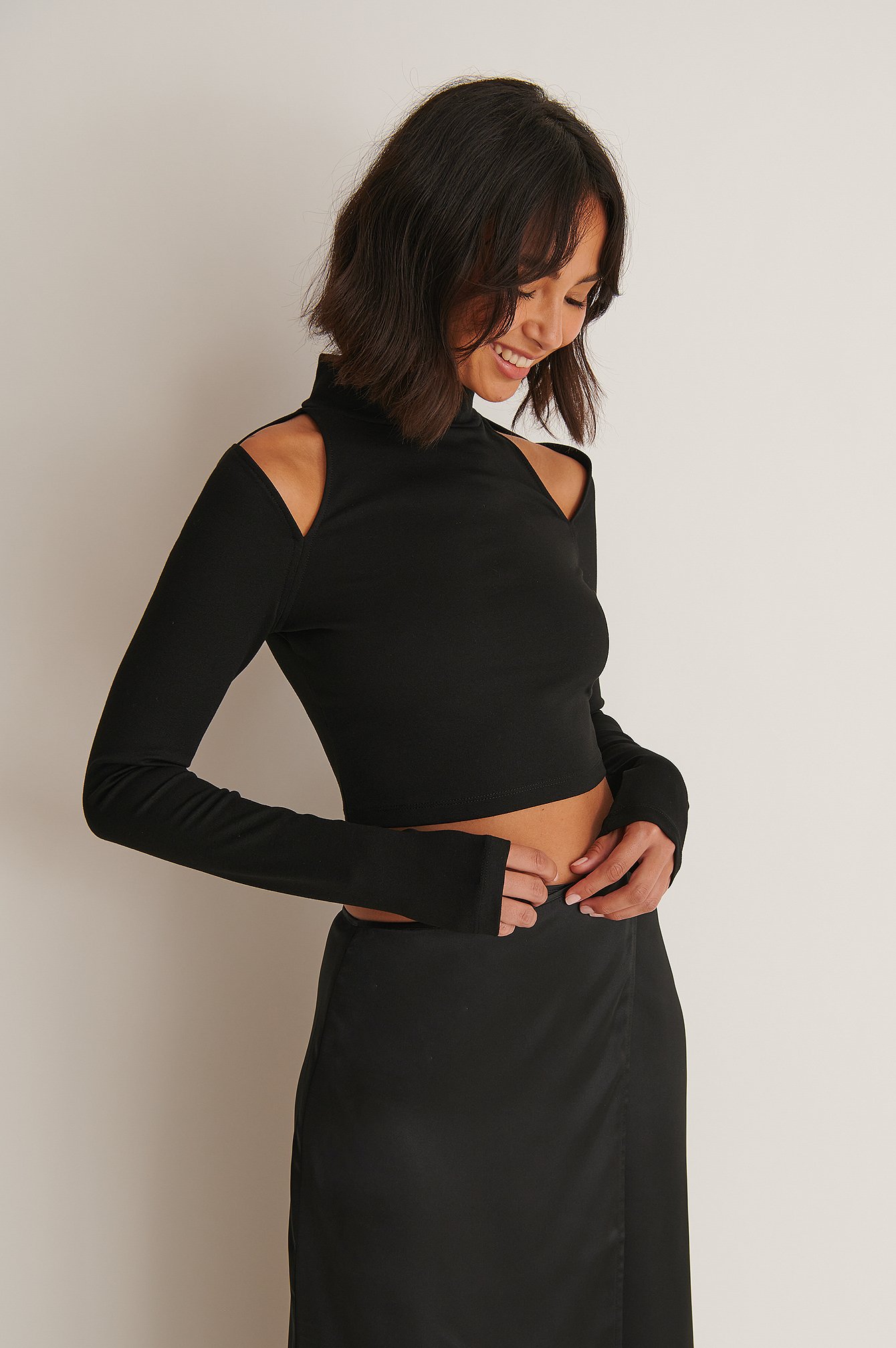 Black Cut-out polo top