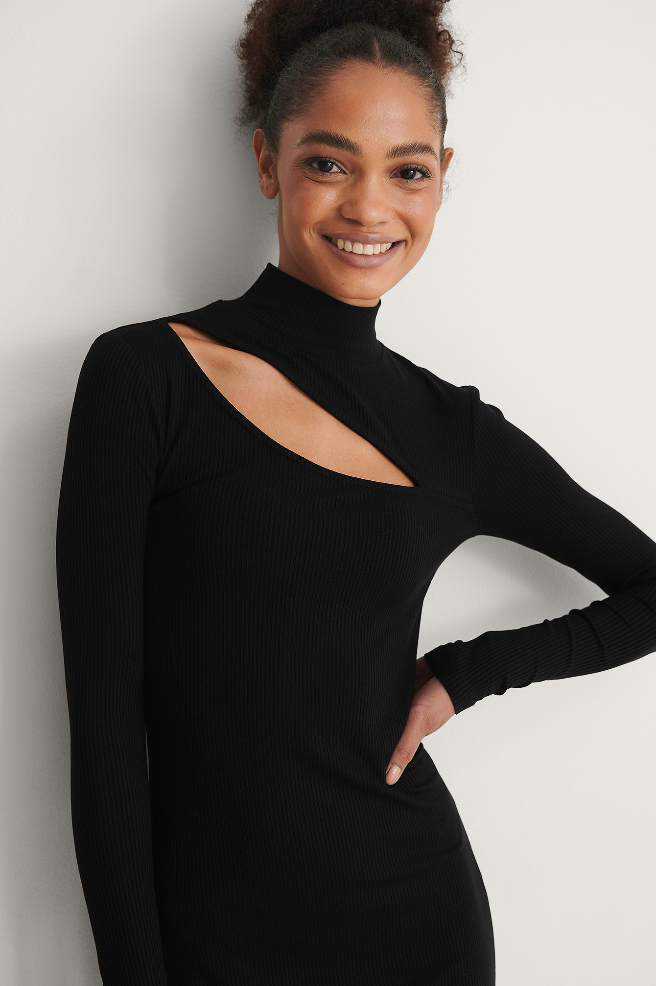 Cut Out Rib Dress Black | na-kd.com