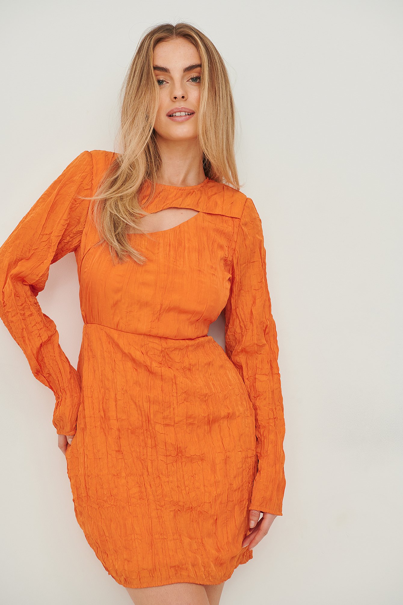Orange Cut Out Structured Mini Dress