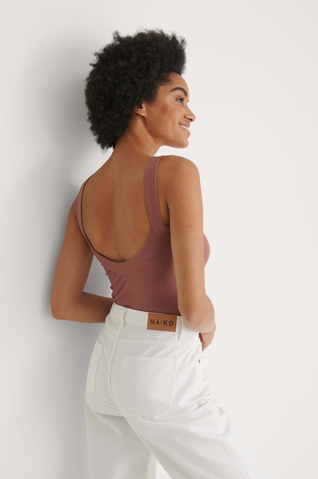 Dusty Dark Pink Recycled Deep Back Detail Body