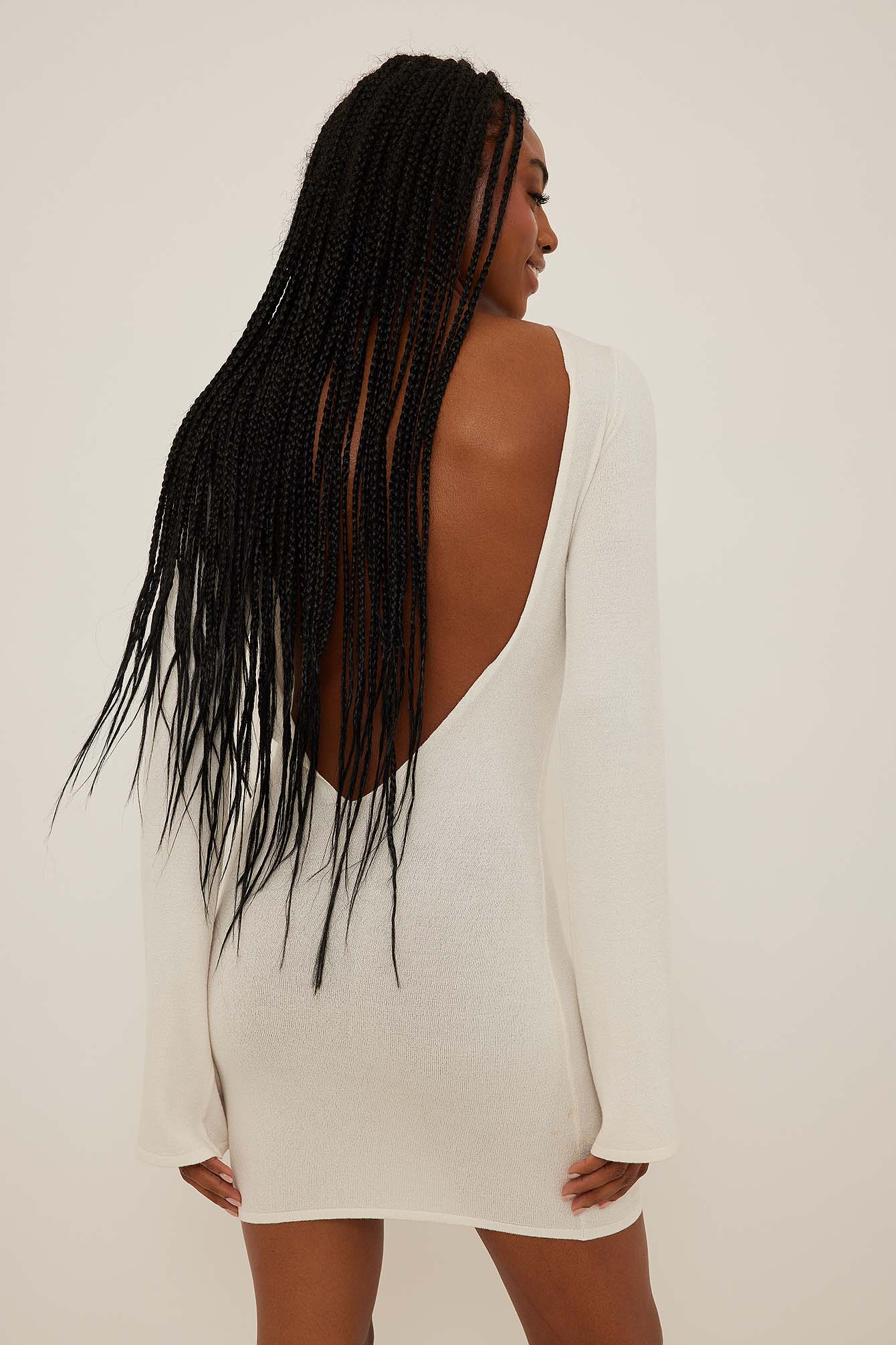 Deep Back Knitted Dress Offwhite | na 