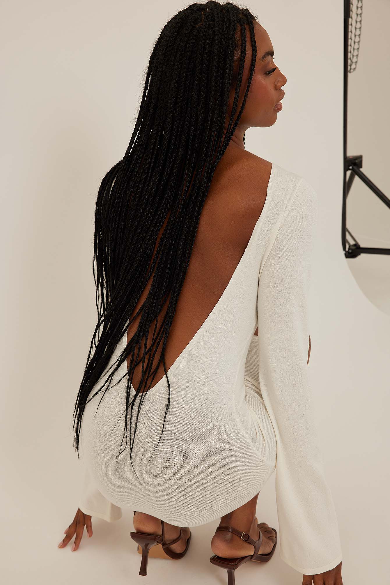 Deep Back Knitted Dress Offwhite | na 