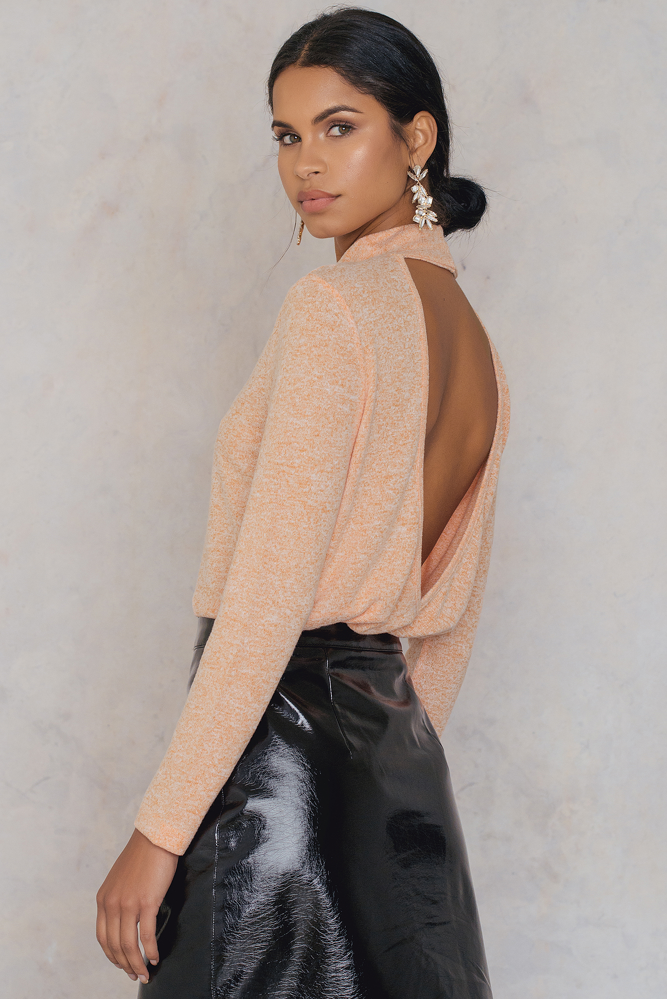 Deep Back Knitted Sweater Orange