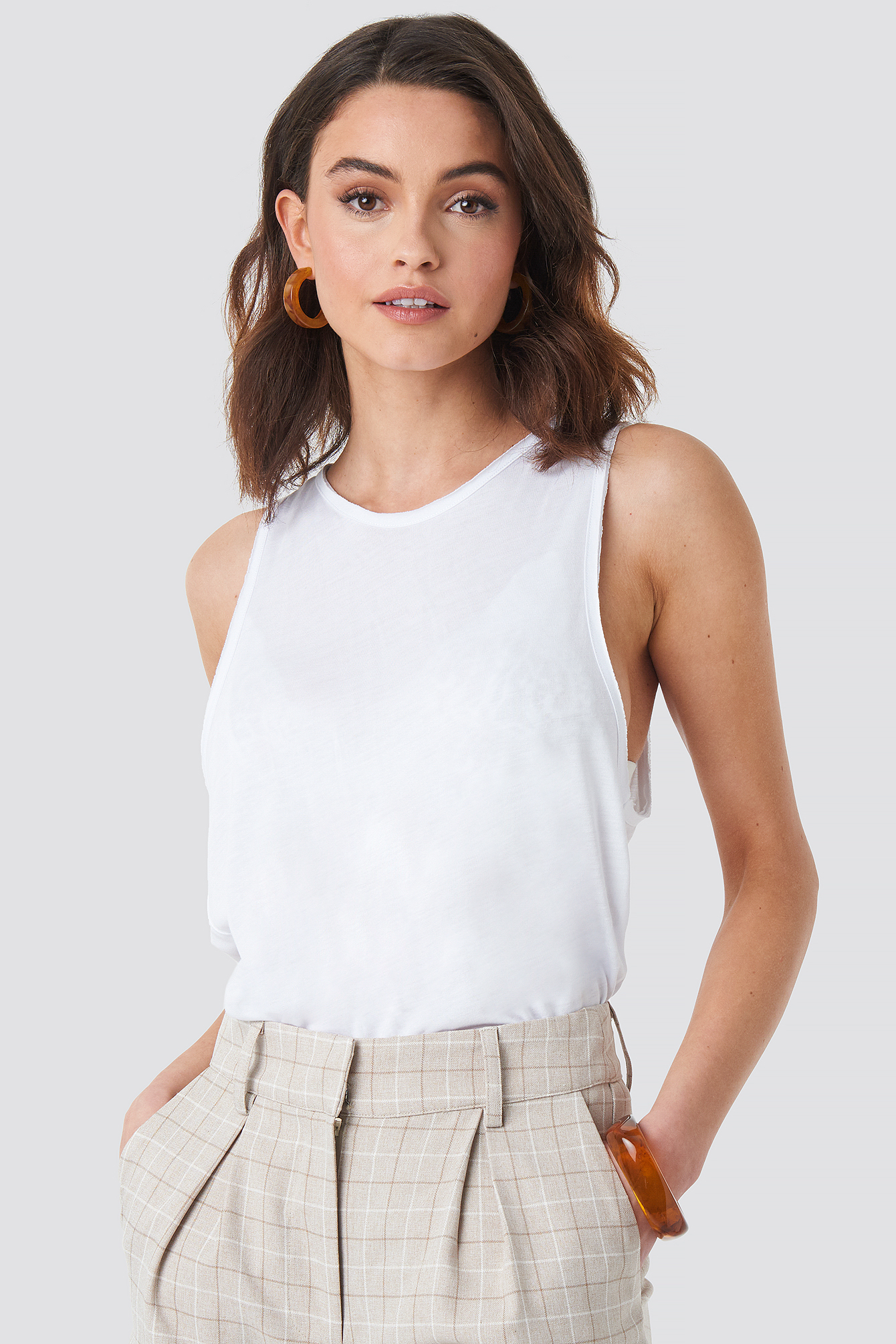 Deep Scye Oversized Tank White Na Kd Com