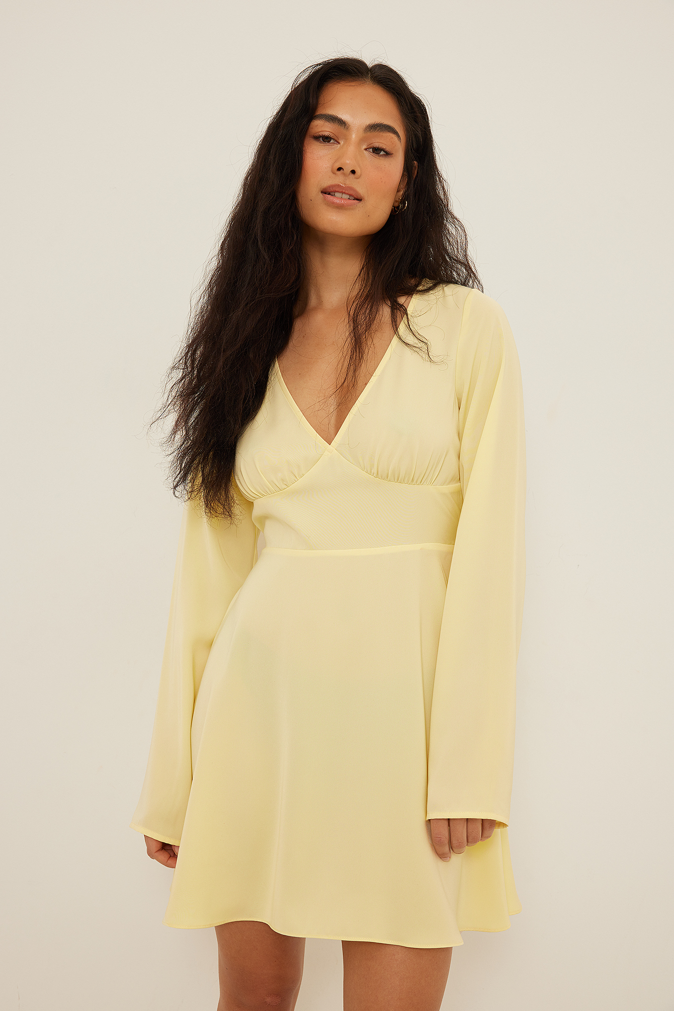 Deep V-neck Mini Dress Yellow | na-kd.com