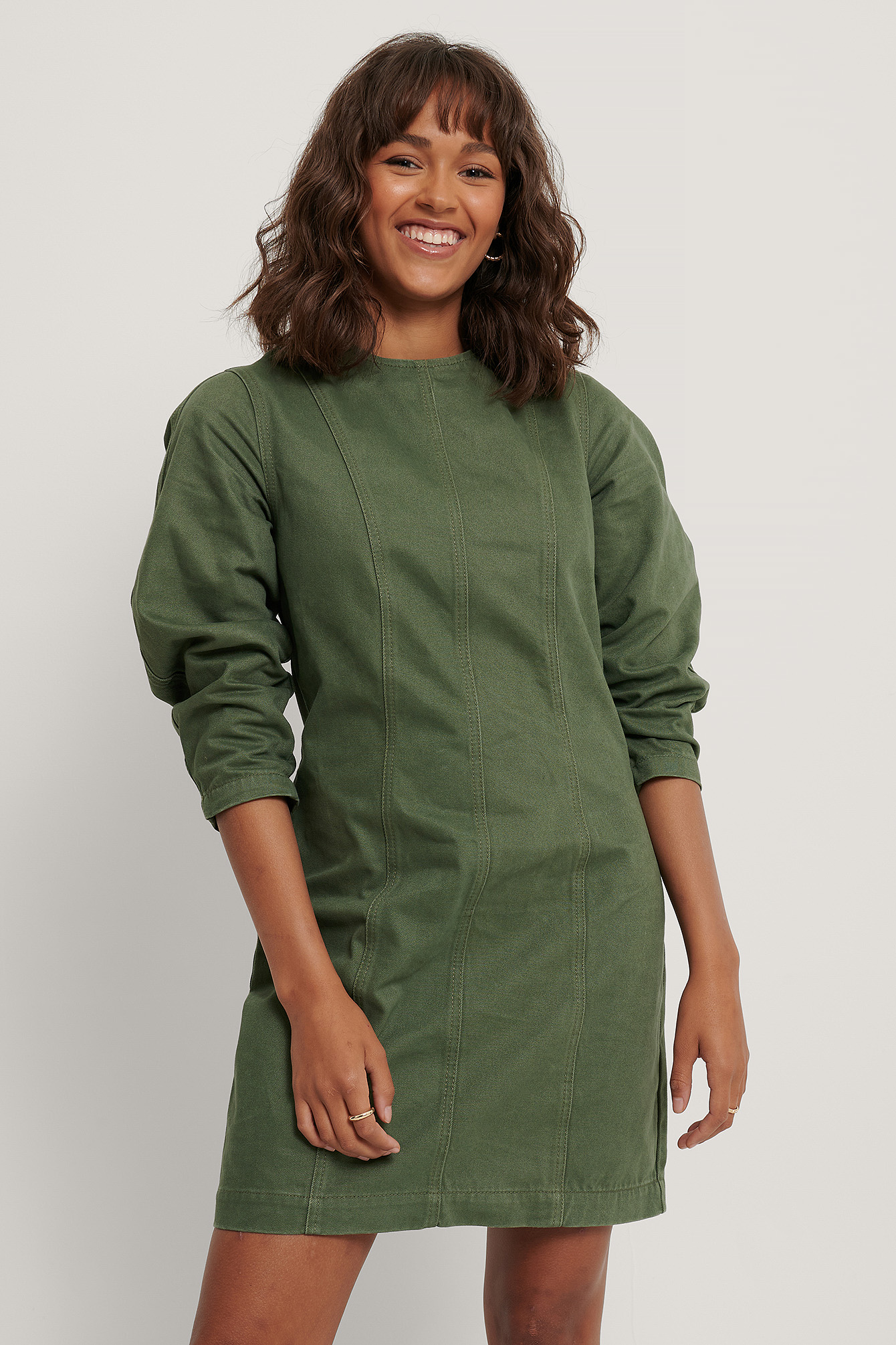Organic Denim Dress Green | na-kd.com