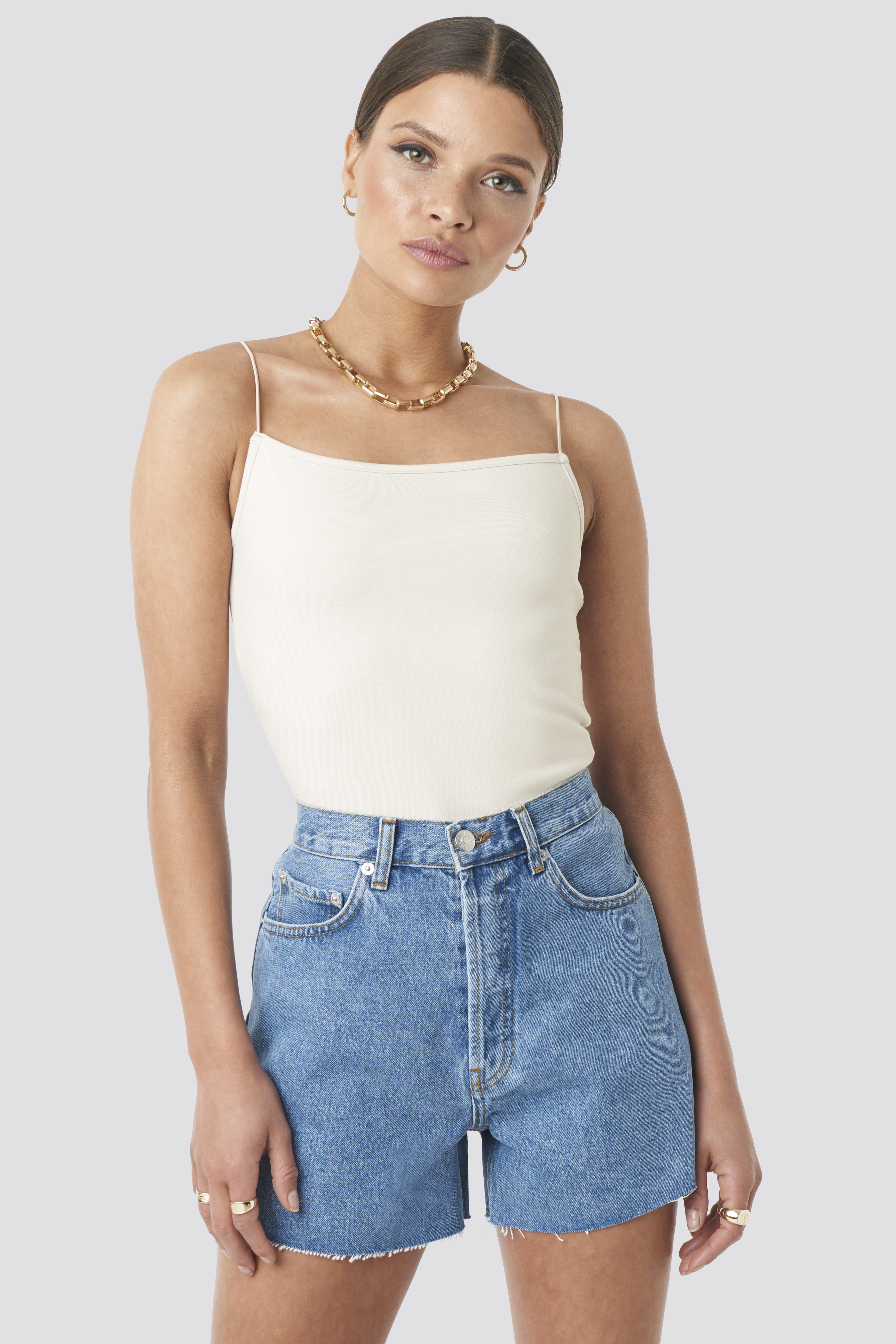 Denim High Waist Shorts Mid Blue