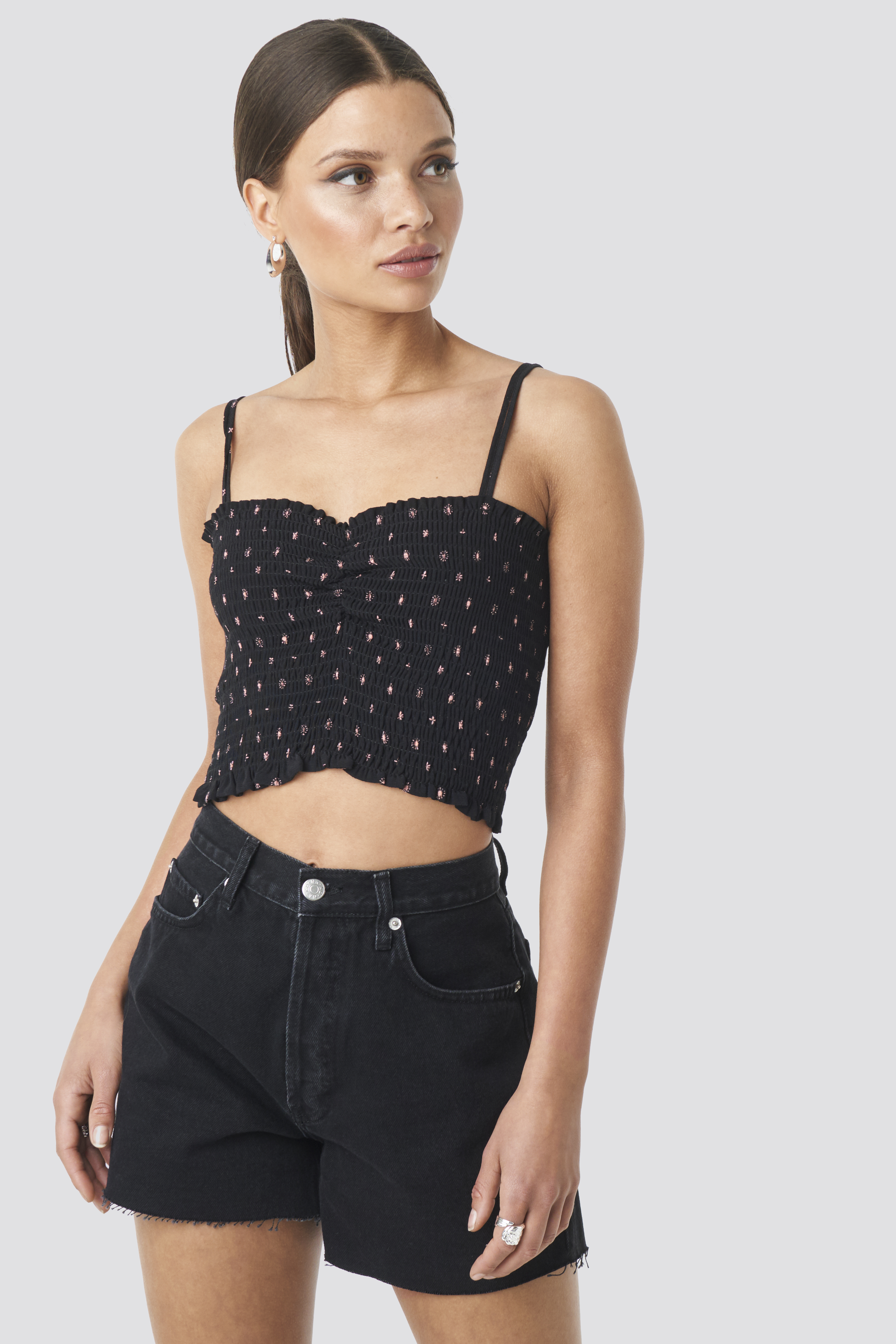 Denim High Waist Shorts Black