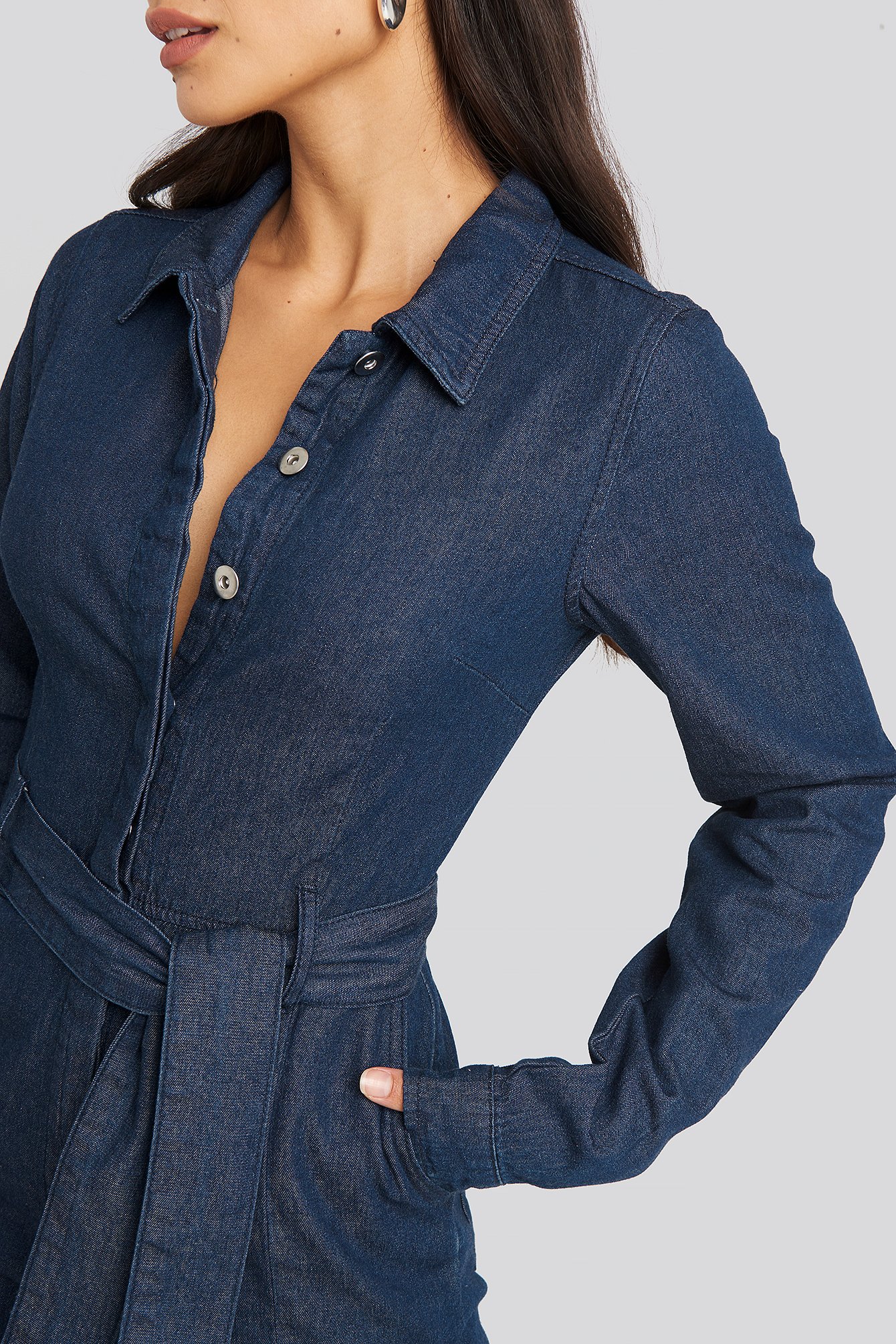 Afj X Na-kd Denim Jumpsuit Blue In Blue Wash