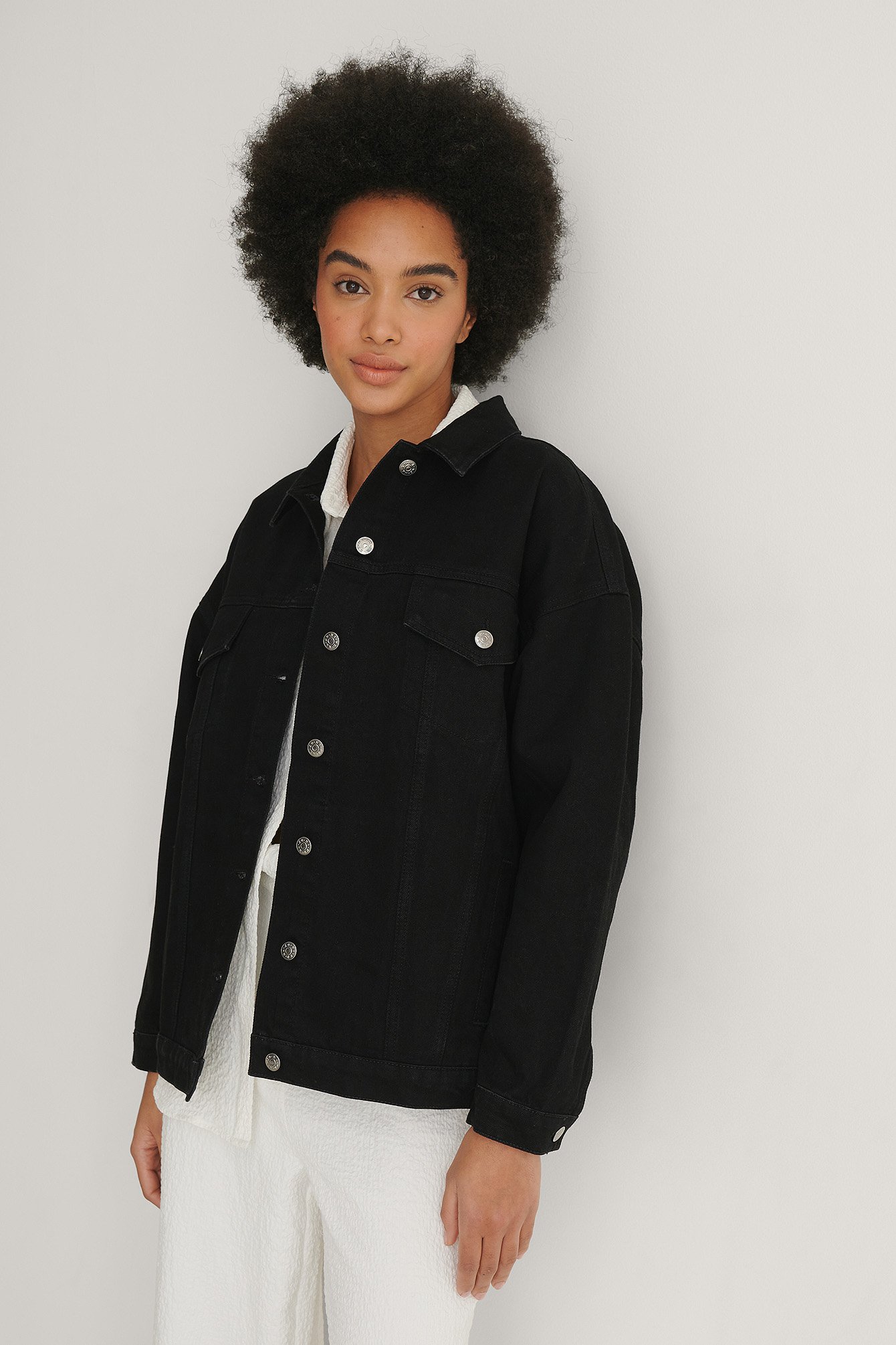 Black Organic Denim Oversized Jacket