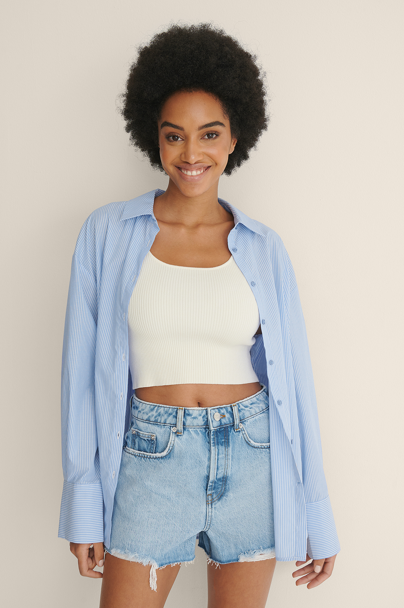 Destroyed Denim Shorts Blue | na-kd.com