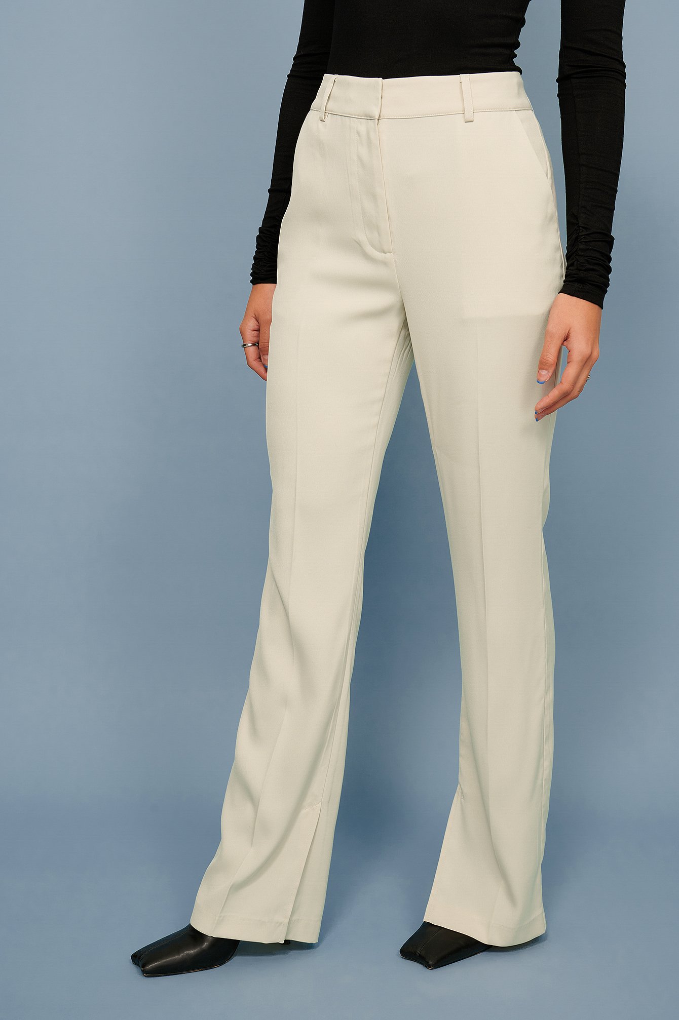 Light Beige Slit Detail Suit Pants
