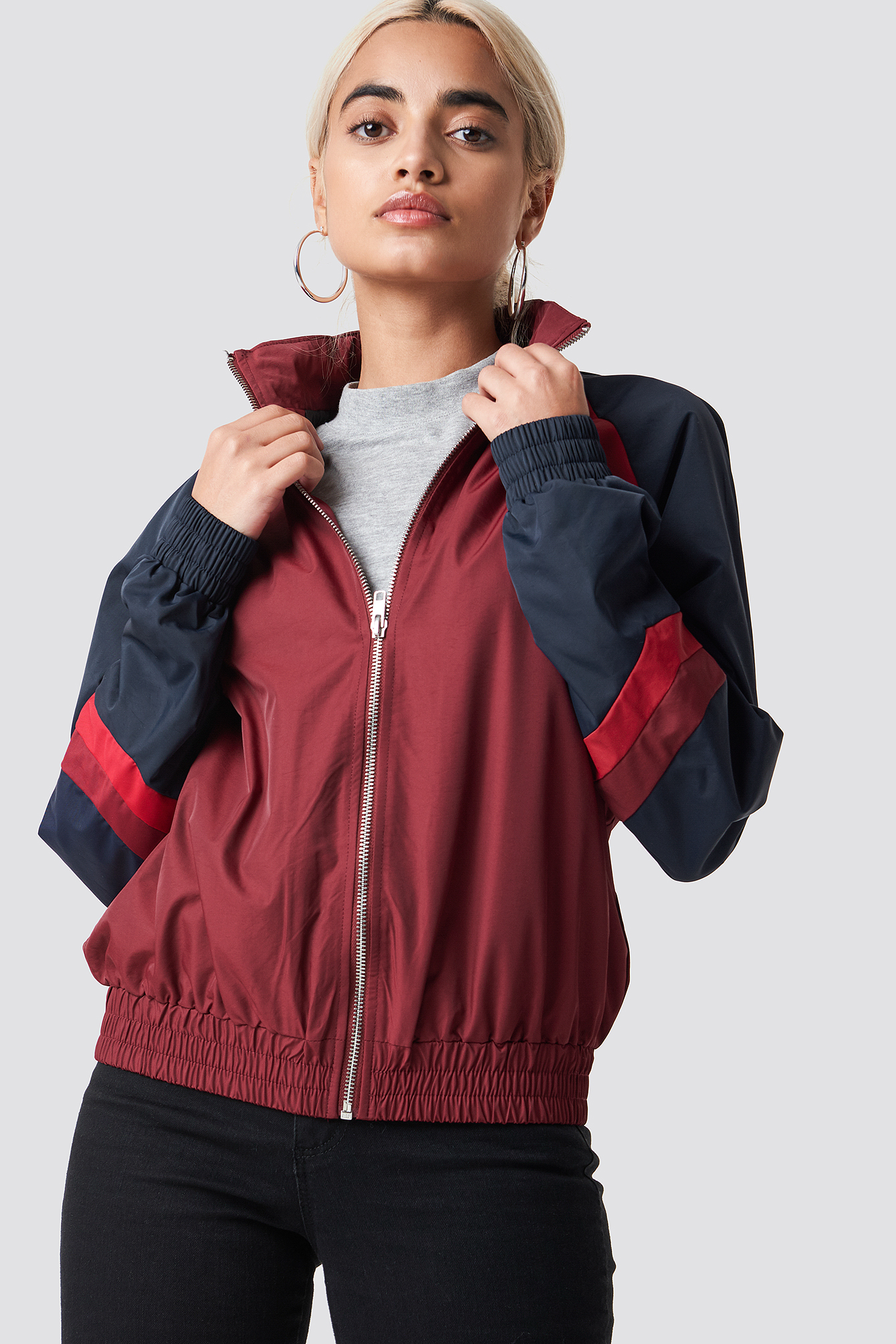 Diagonal Detail Tracksuit Jacket Dark Blue Combo