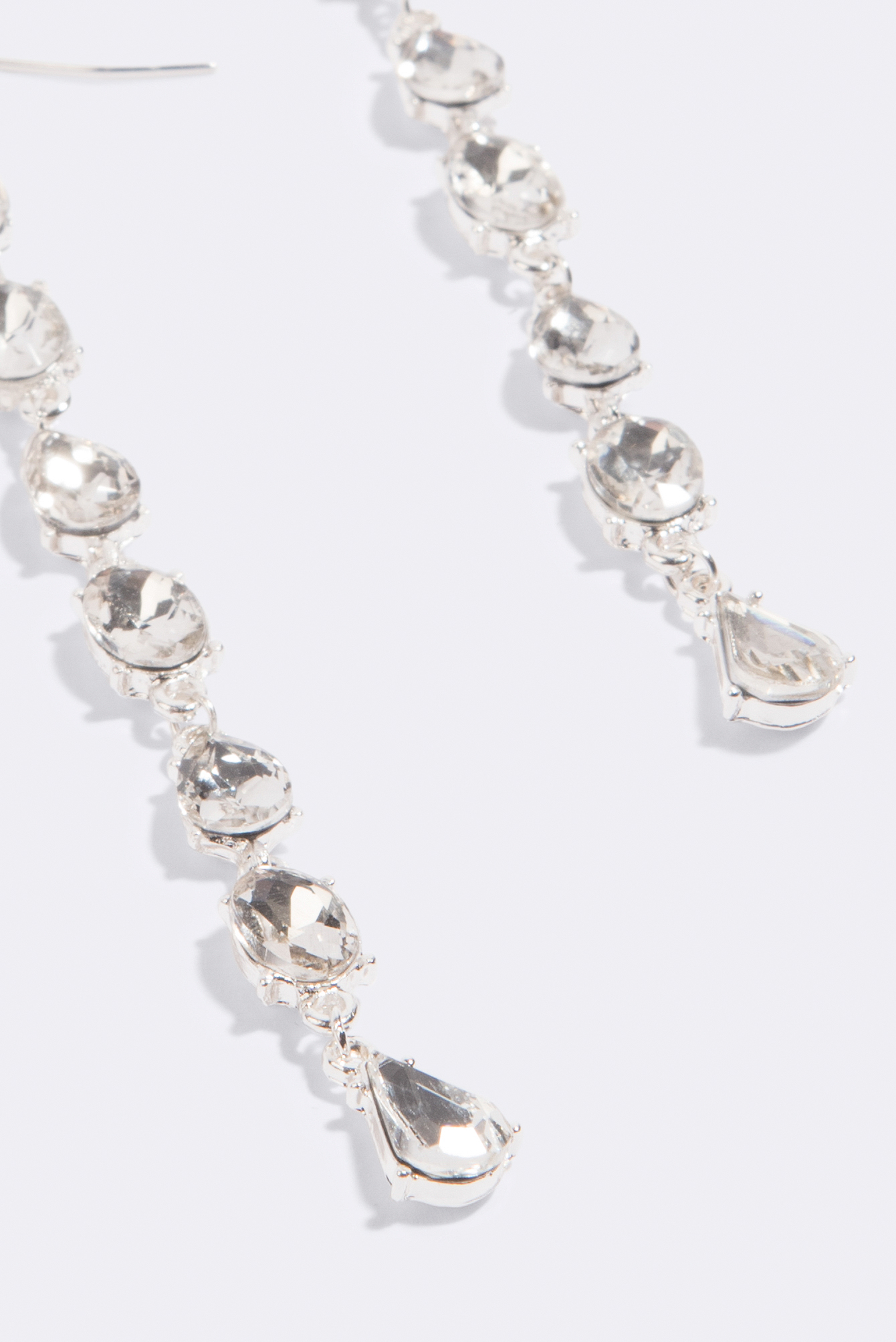 Diamond Strand Drop Earrings Silver