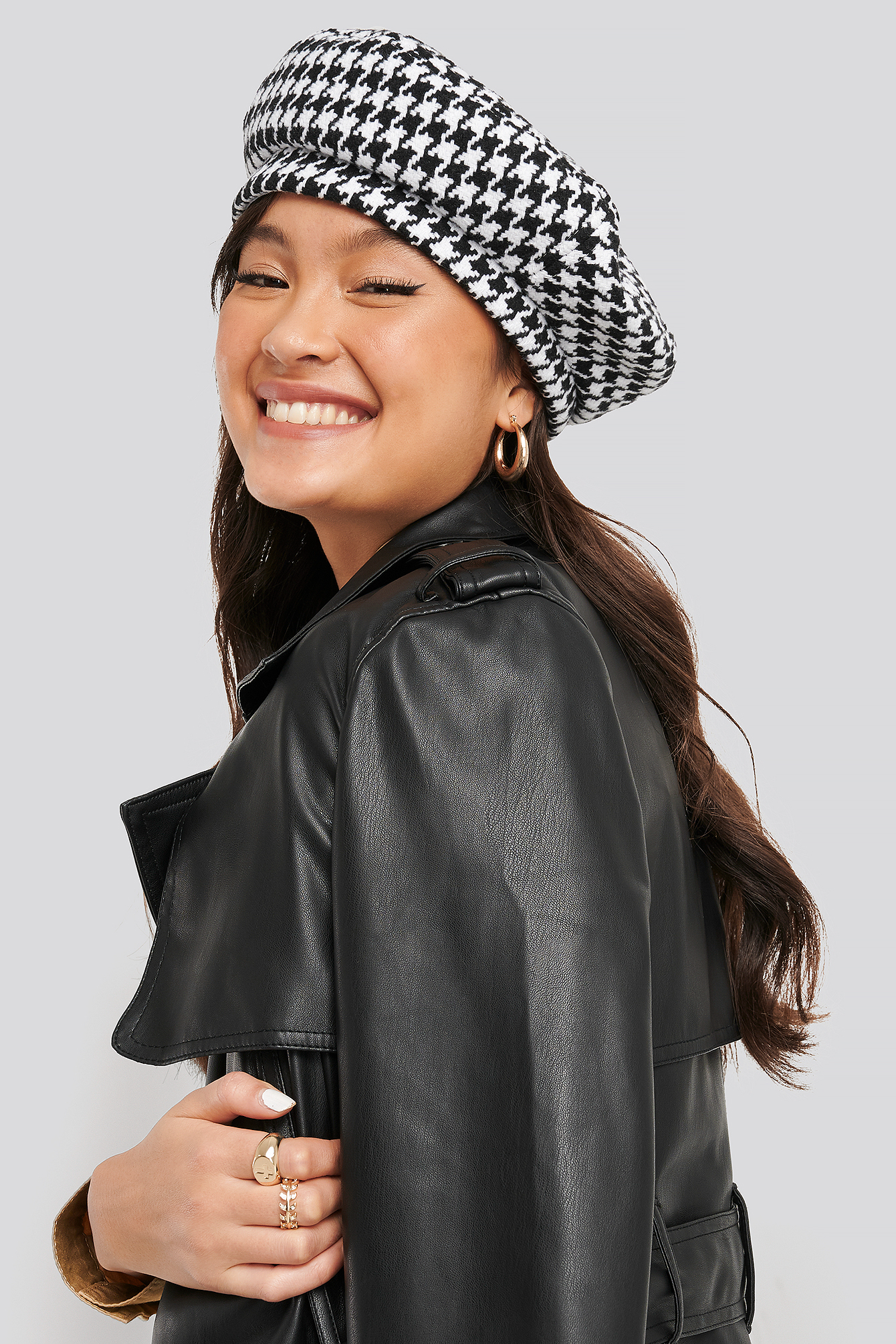 Dogtooth Beret Hat Black/White