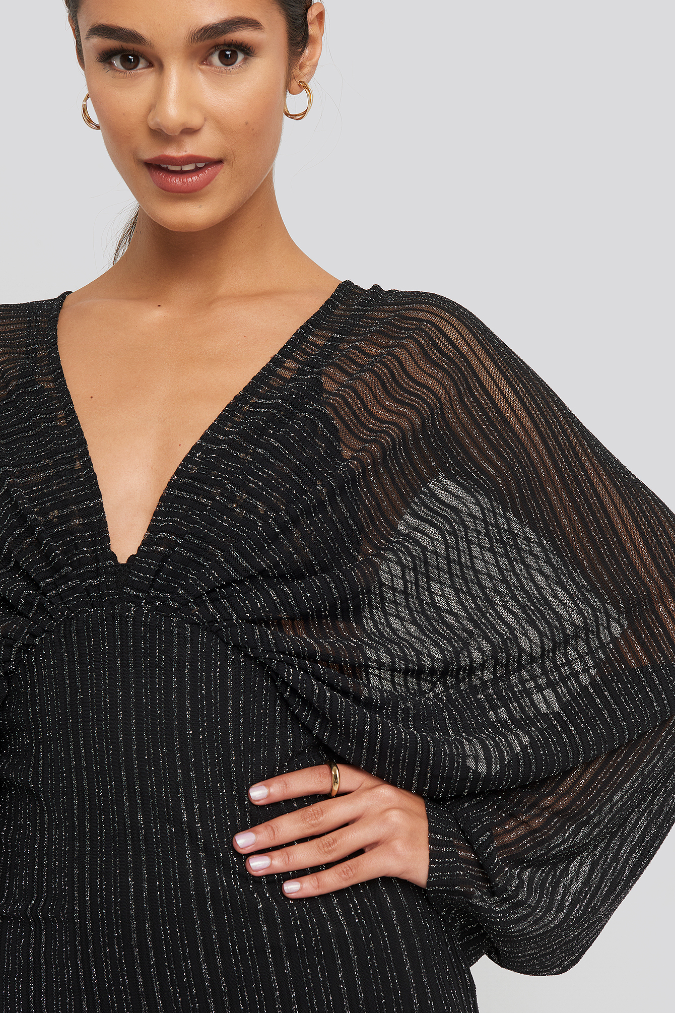 Dolman Glittery Mini Dress Black