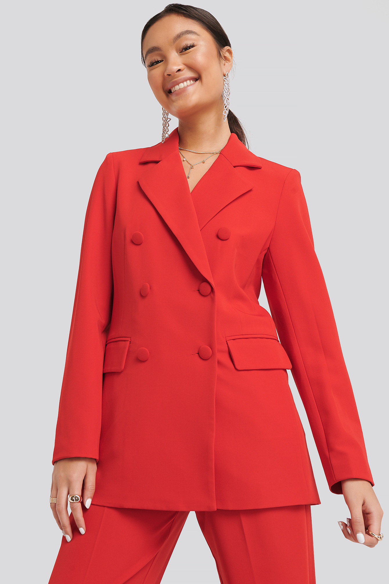 Double Breasted Blazer Red