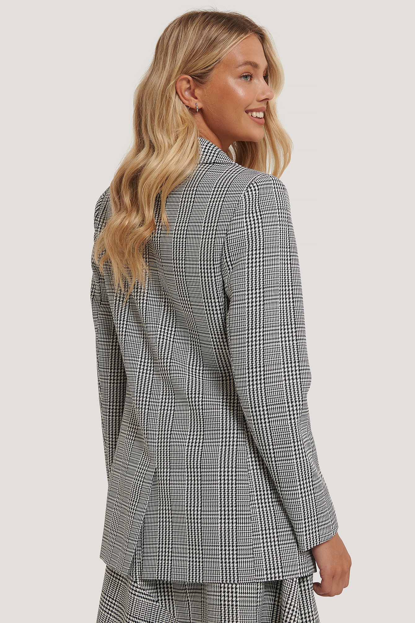 Black/White Double Breasted Houndtooth Blazer